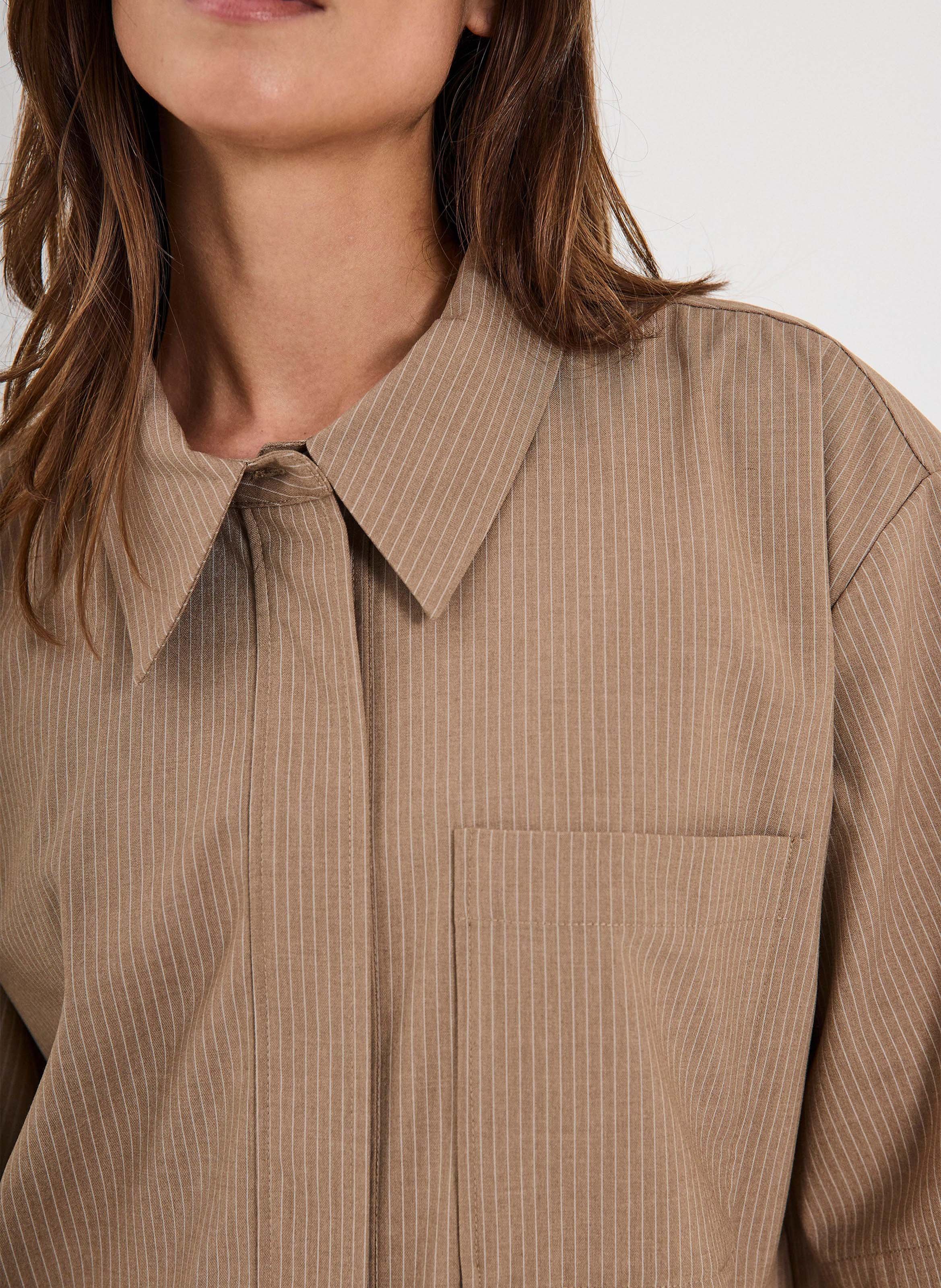 Straight striped shirt with classic collar NORR Beige