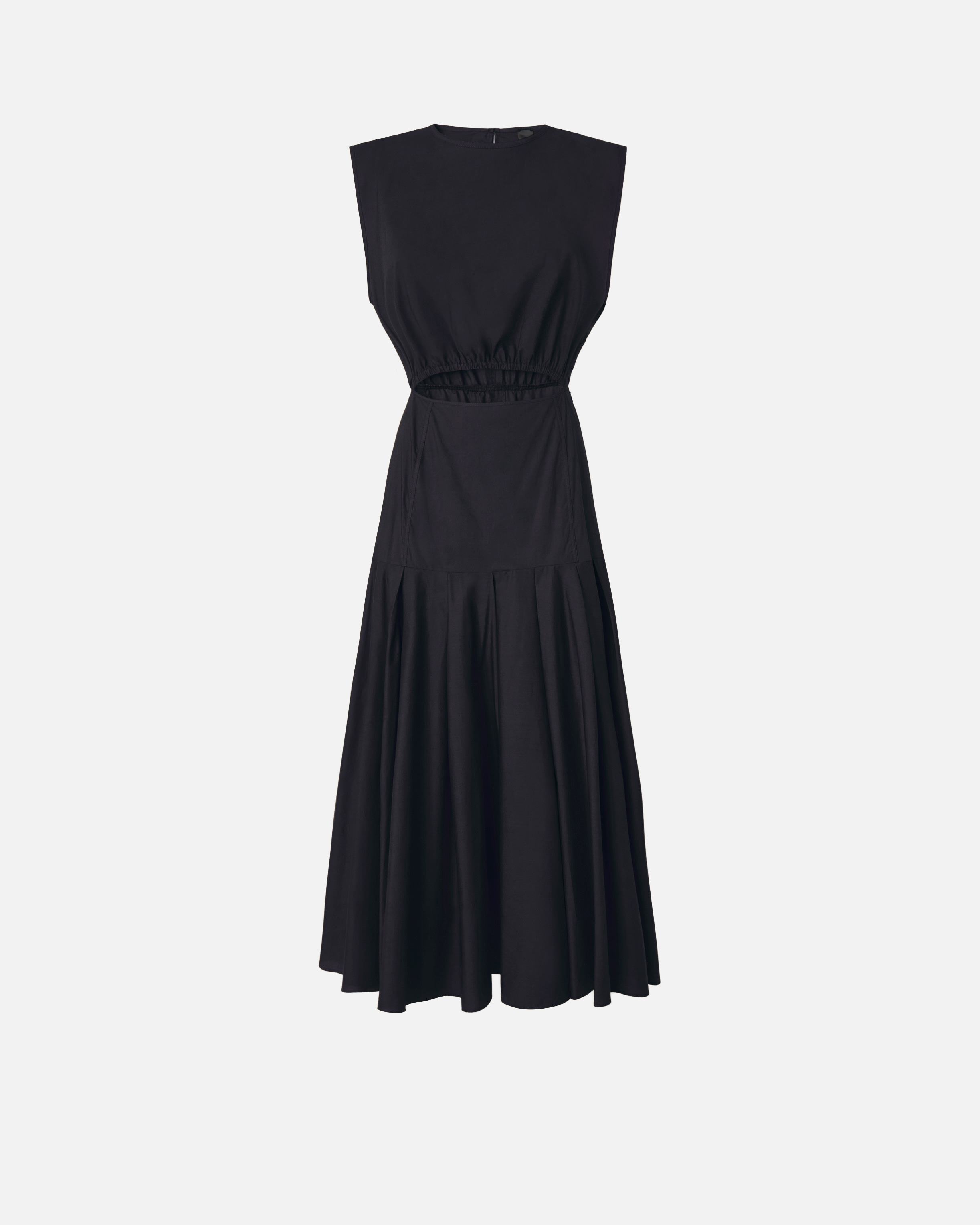 Sleeveless pleated midi dress with cutout Black