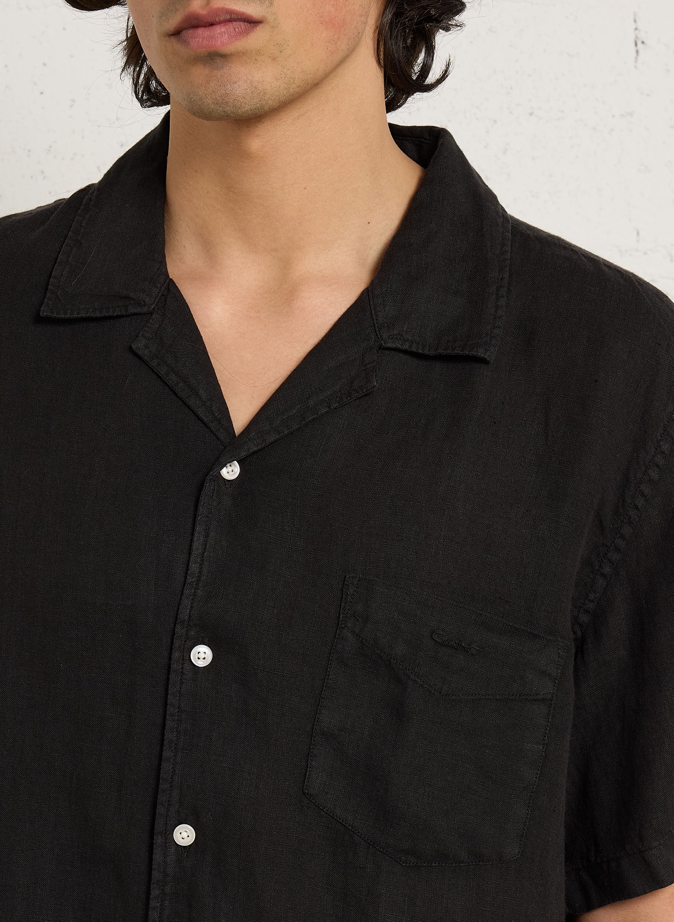 Chemise col classique en lin GANT Noir