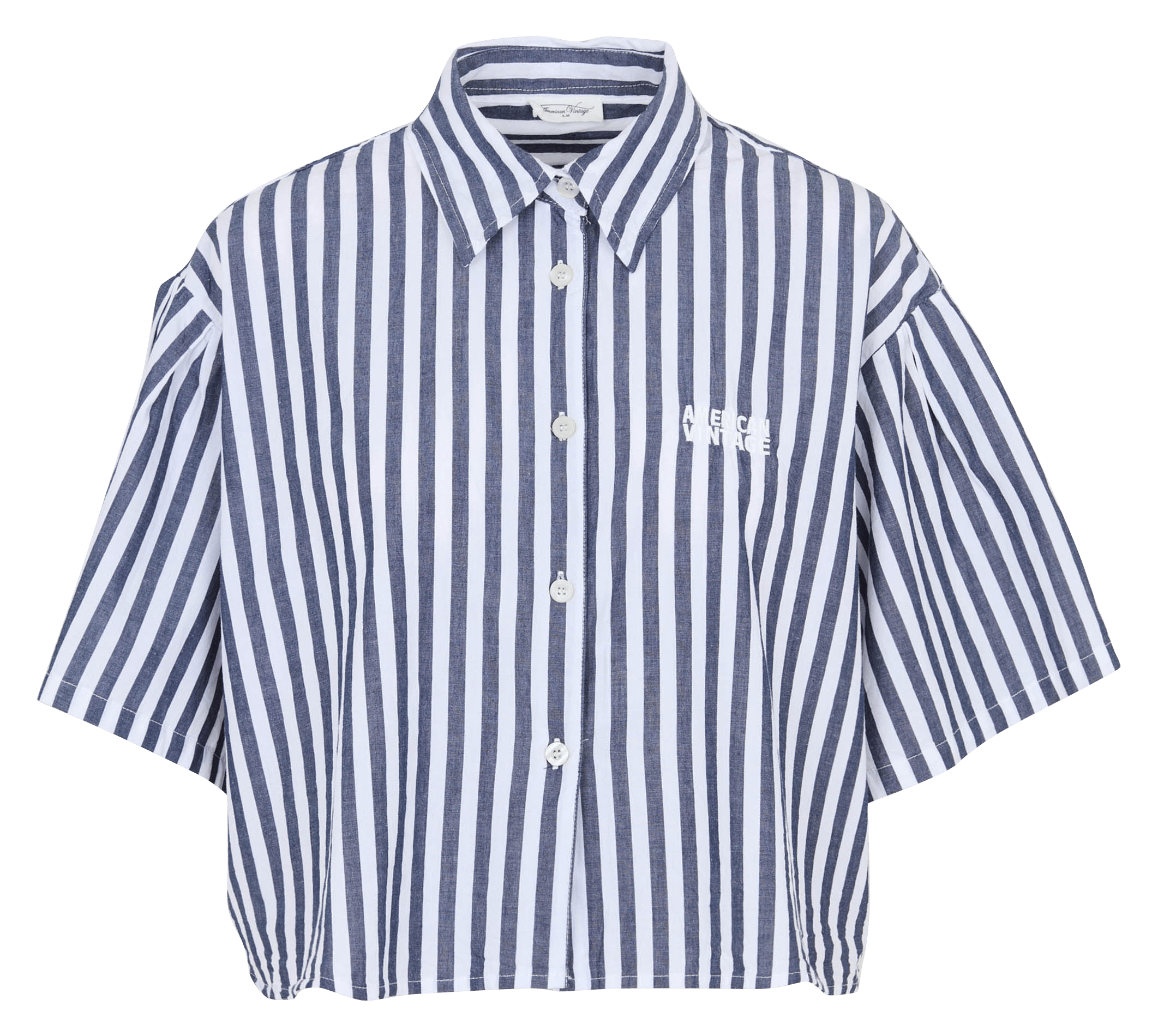 Gestreiftes, kurzärmliges Hemd AMERICAN VINTAGE Weiss
