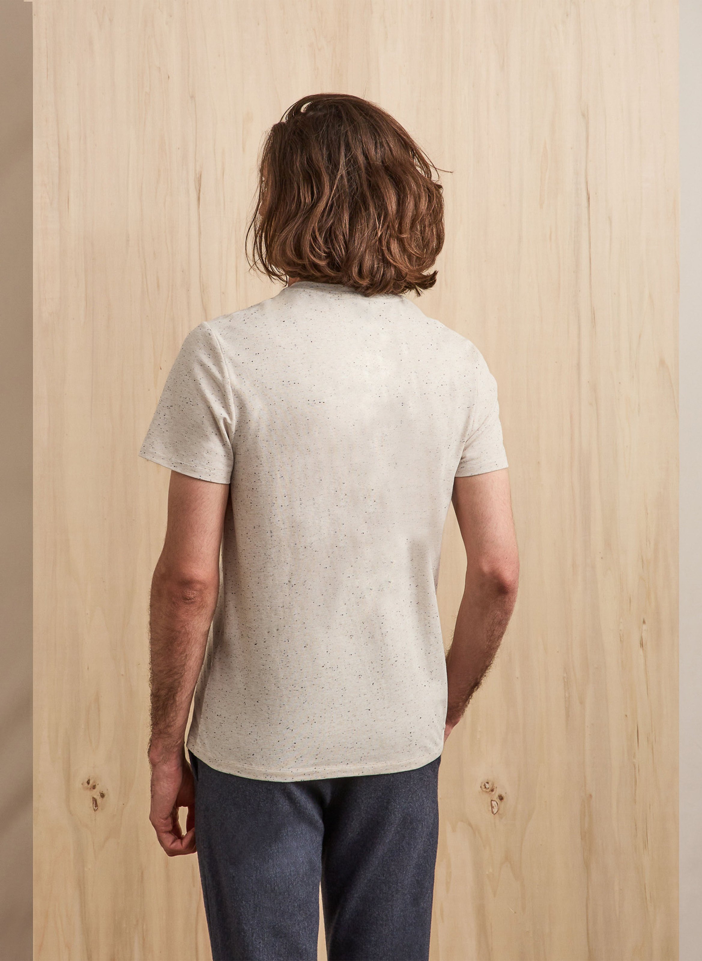 Tee-shirt col rond en coton mélangé FAGUO Beige