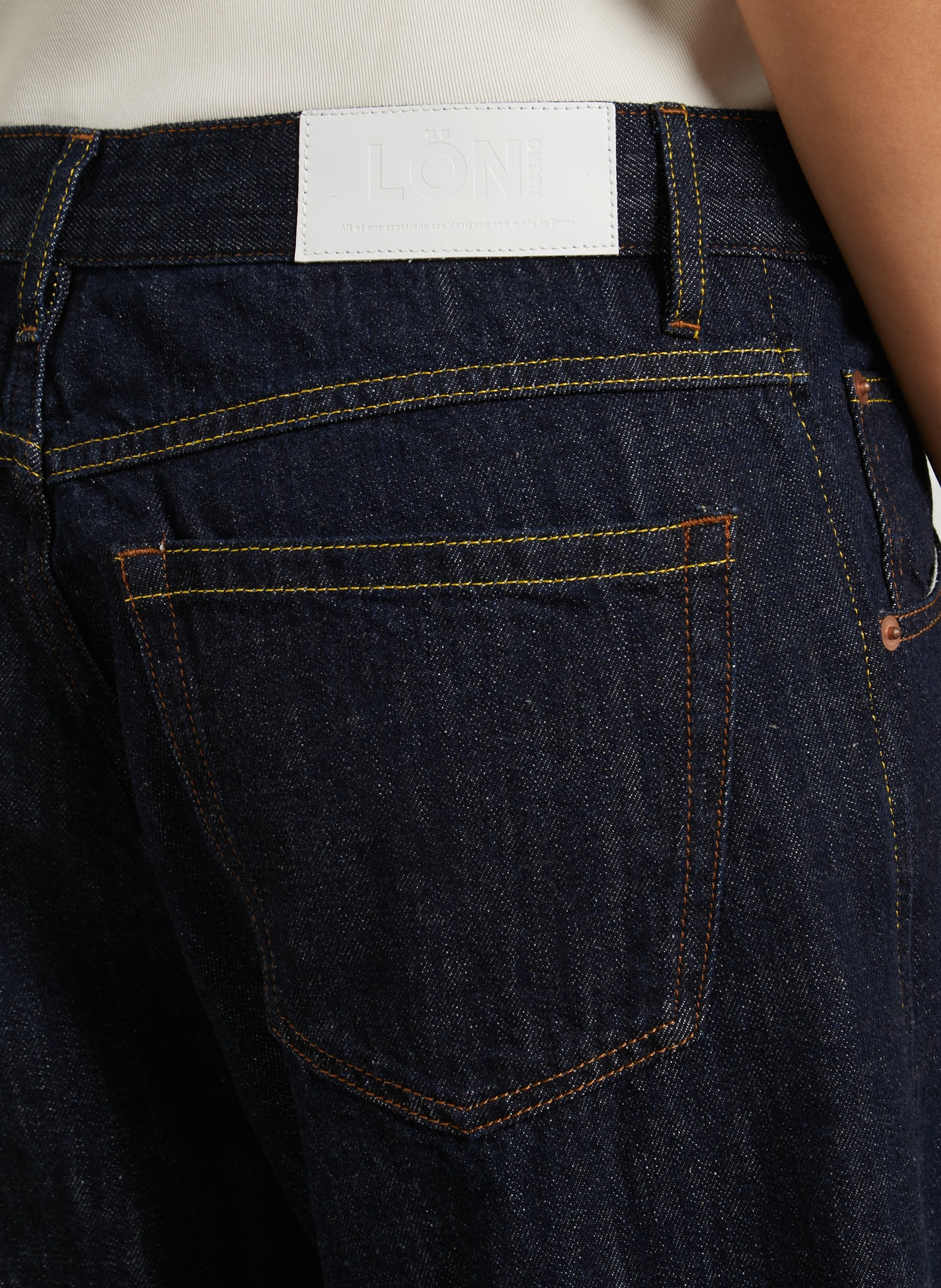 High-waisted wide-leg leather jeans MARGAUX LONNBERG Blue