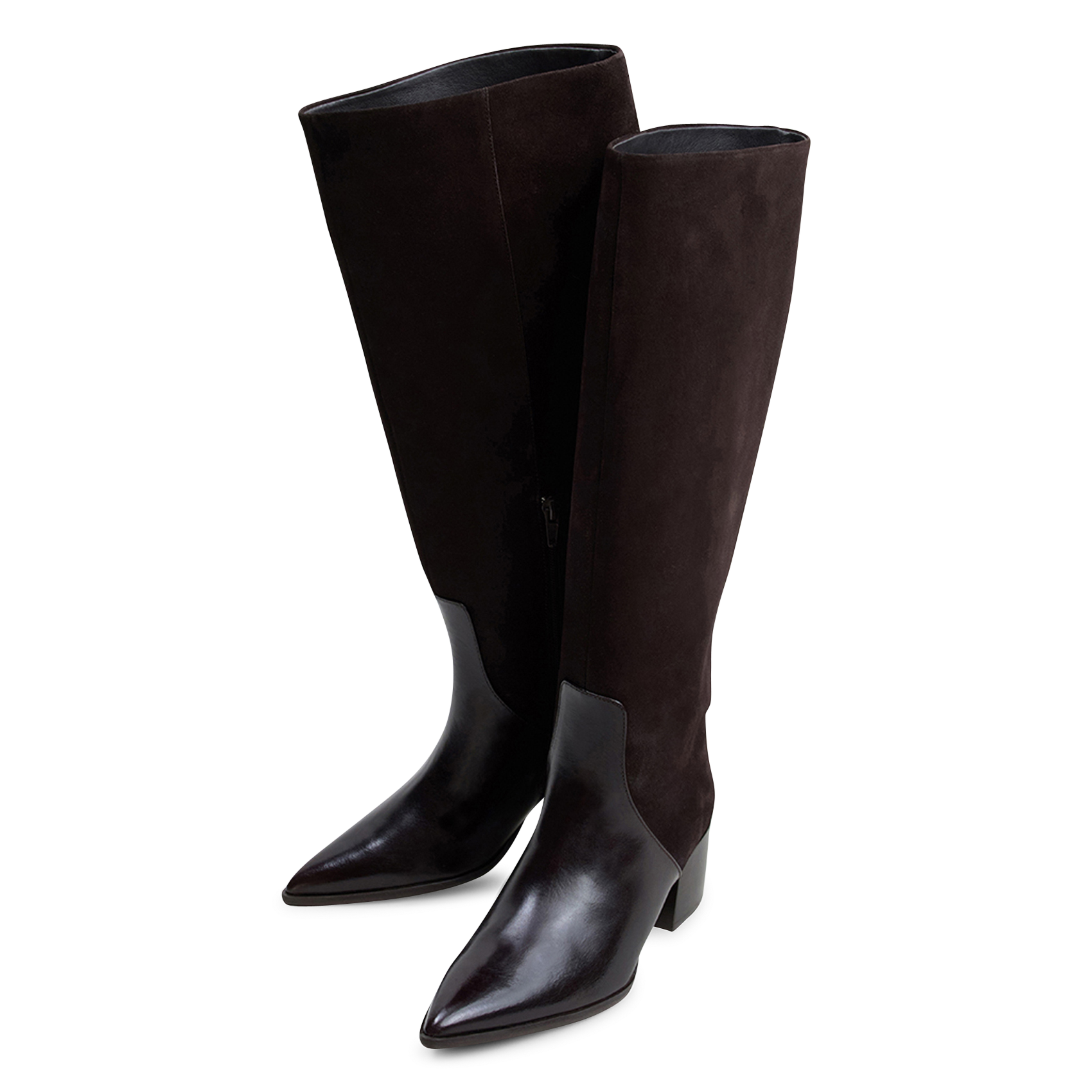 Dual-material leather ankle boots JONAK Brown