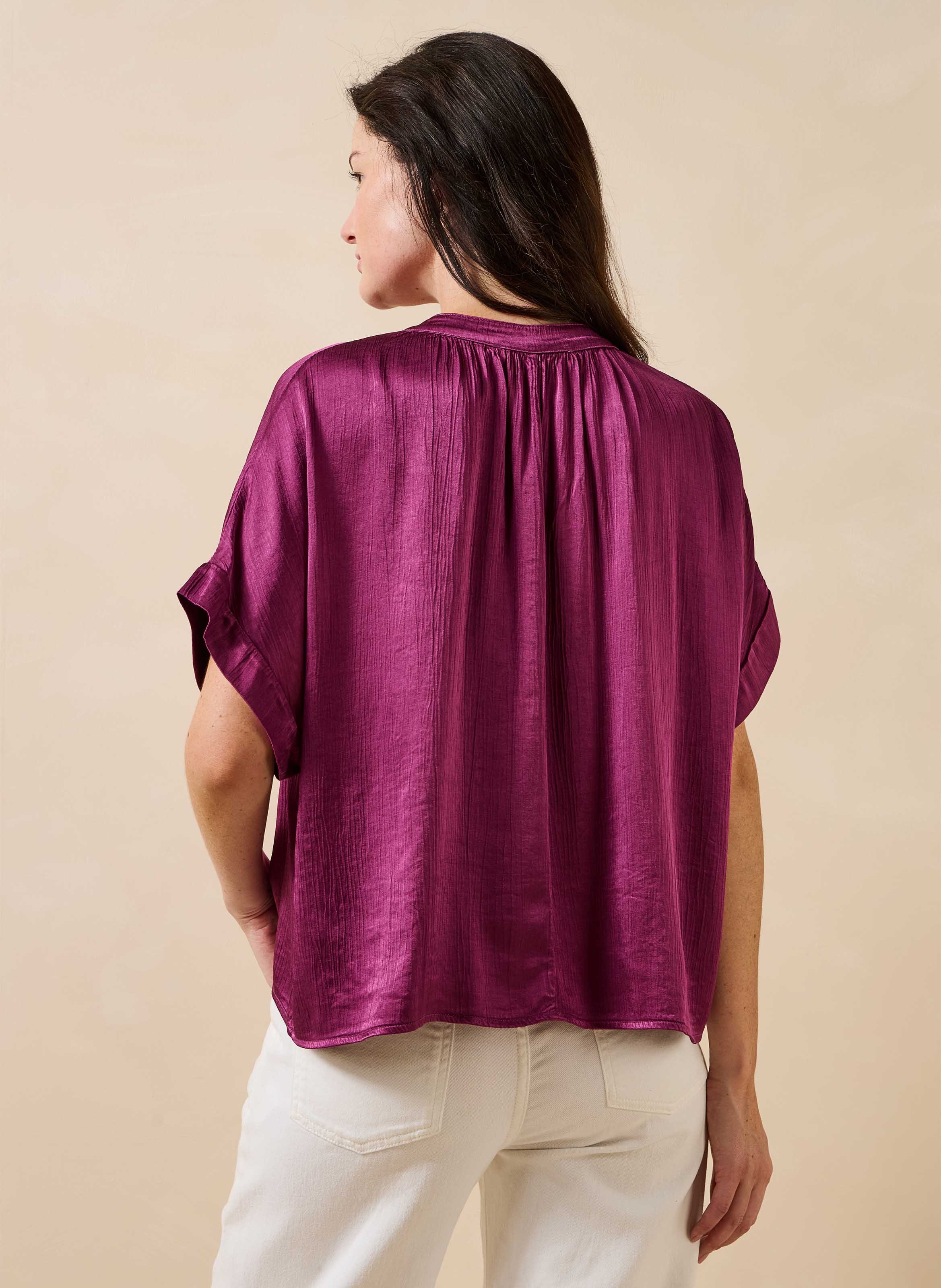 Top oversized satin Tunisian collar LA FEE MARABOUTEE Purple