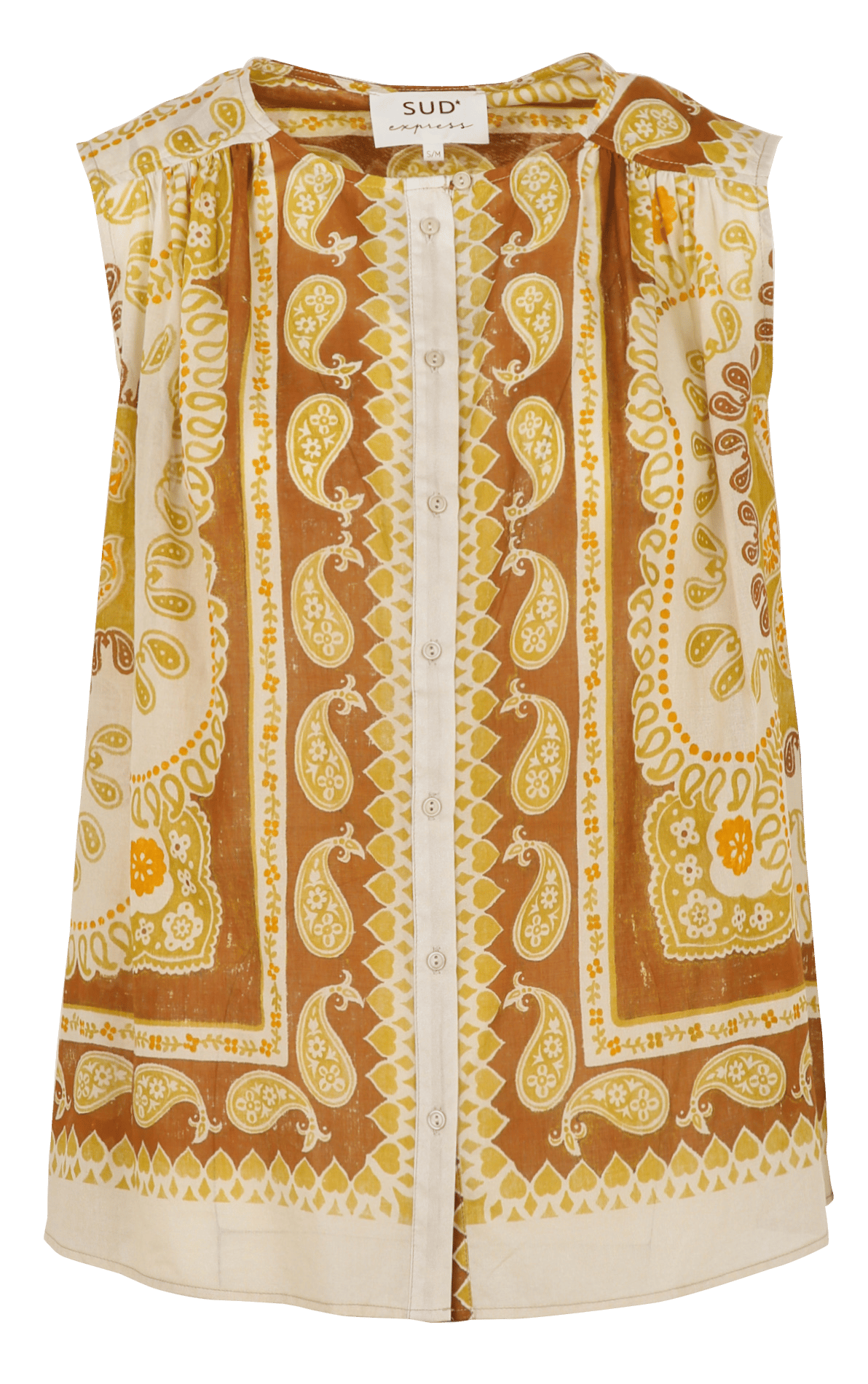 Chemise droite col rond en coton imprimé SUD EXPRESS
