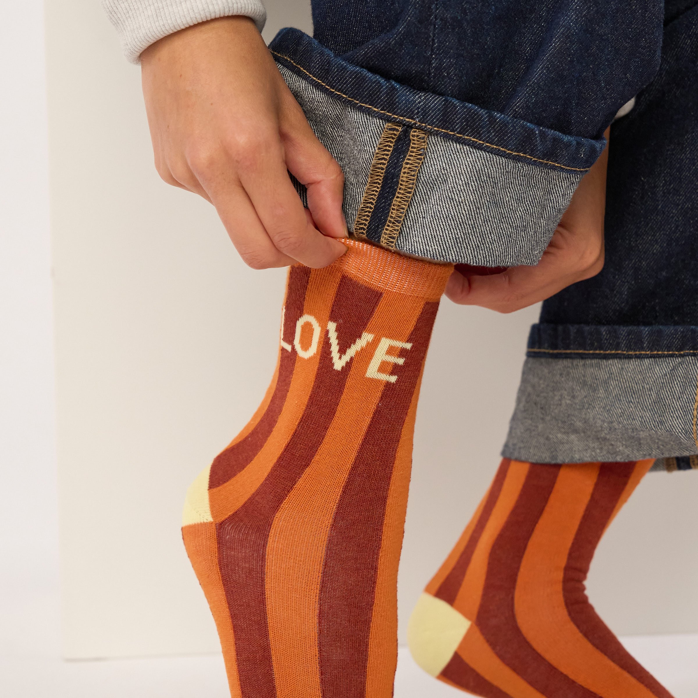 Combed cotton socks with message BILLYBELT Orange