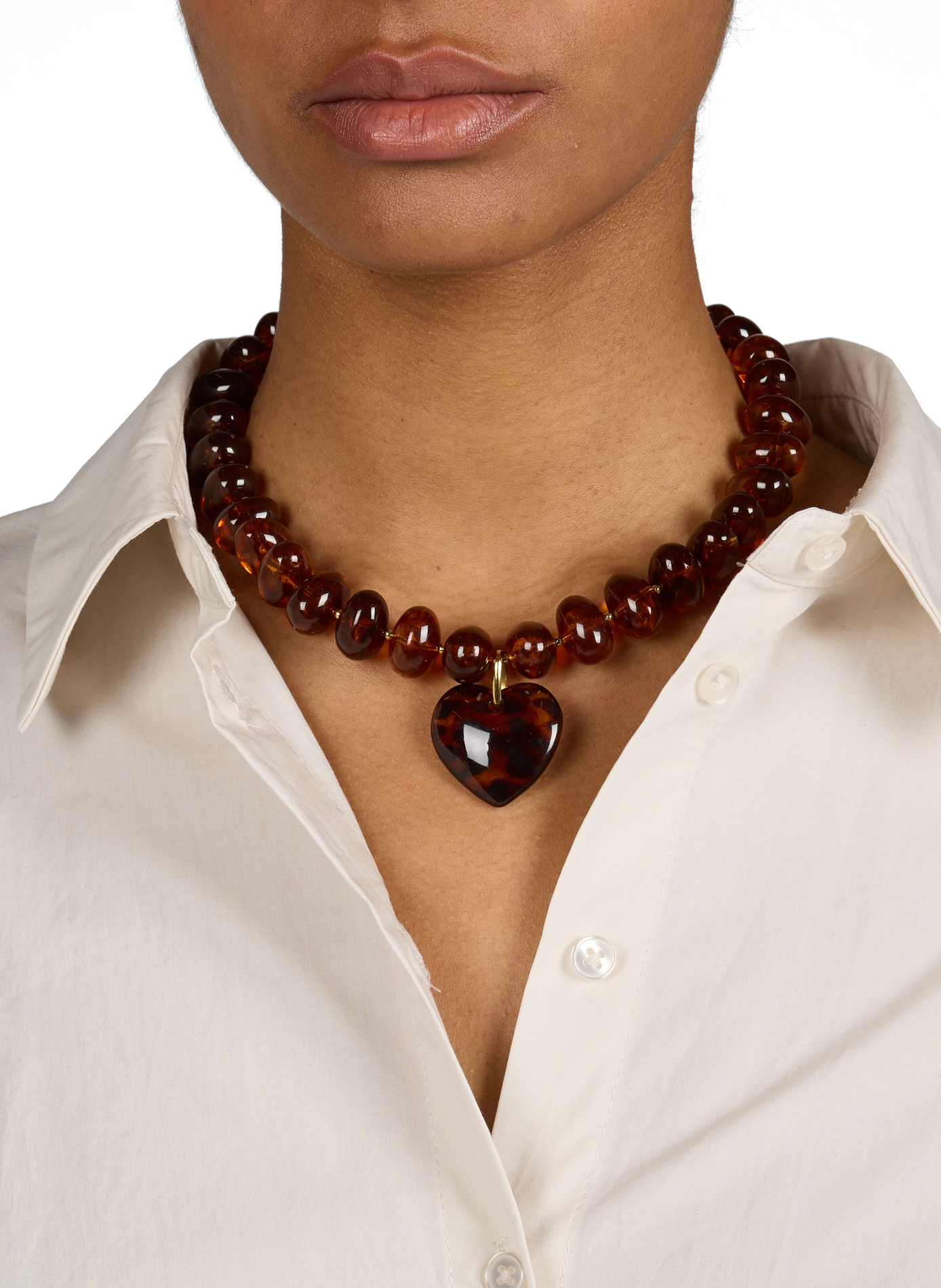 Heart pendant necklace AU PRINTEMPS PARIS Brown