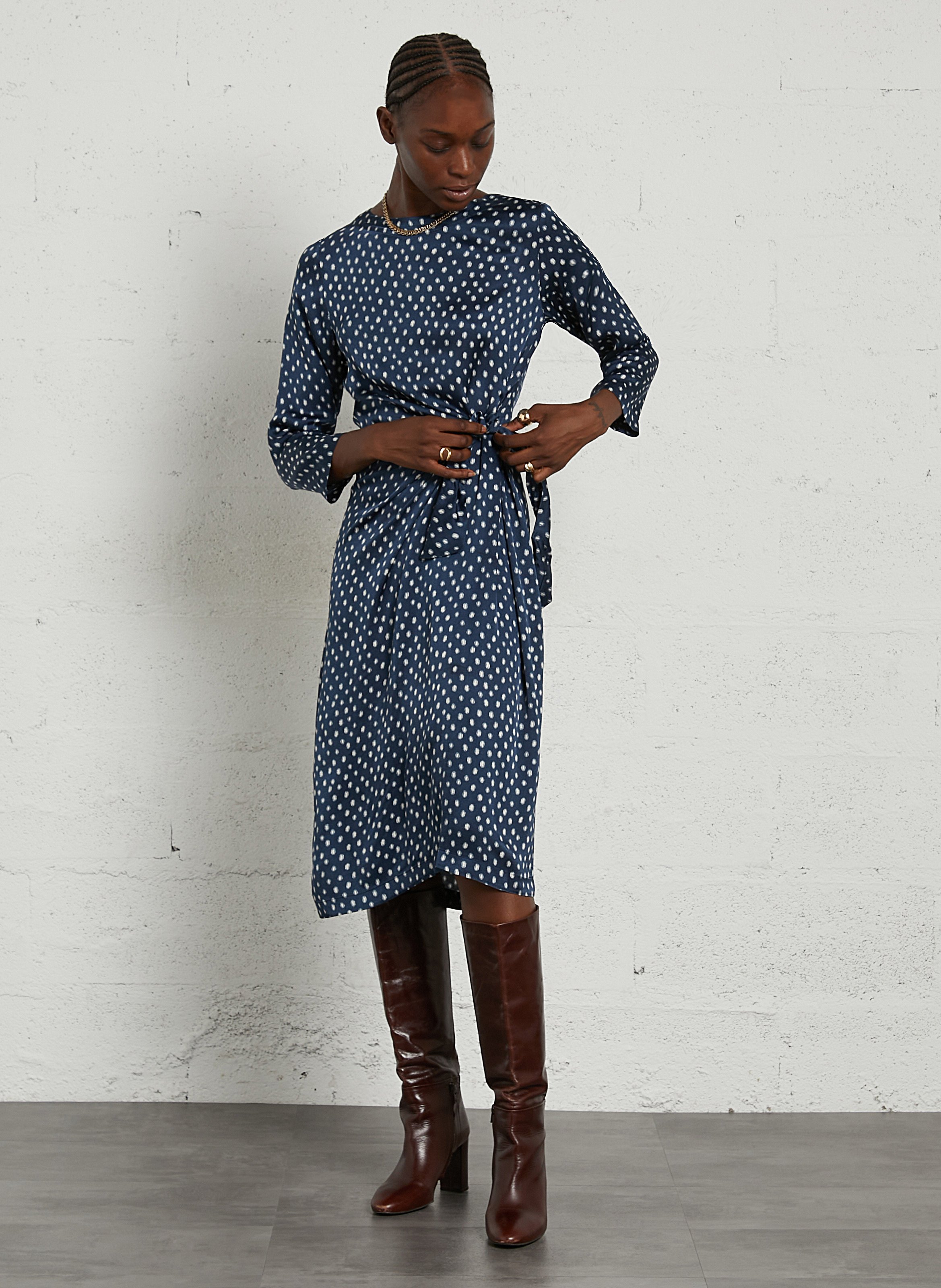 Robe midi imprimée à nouer HARTFORD Multicolore