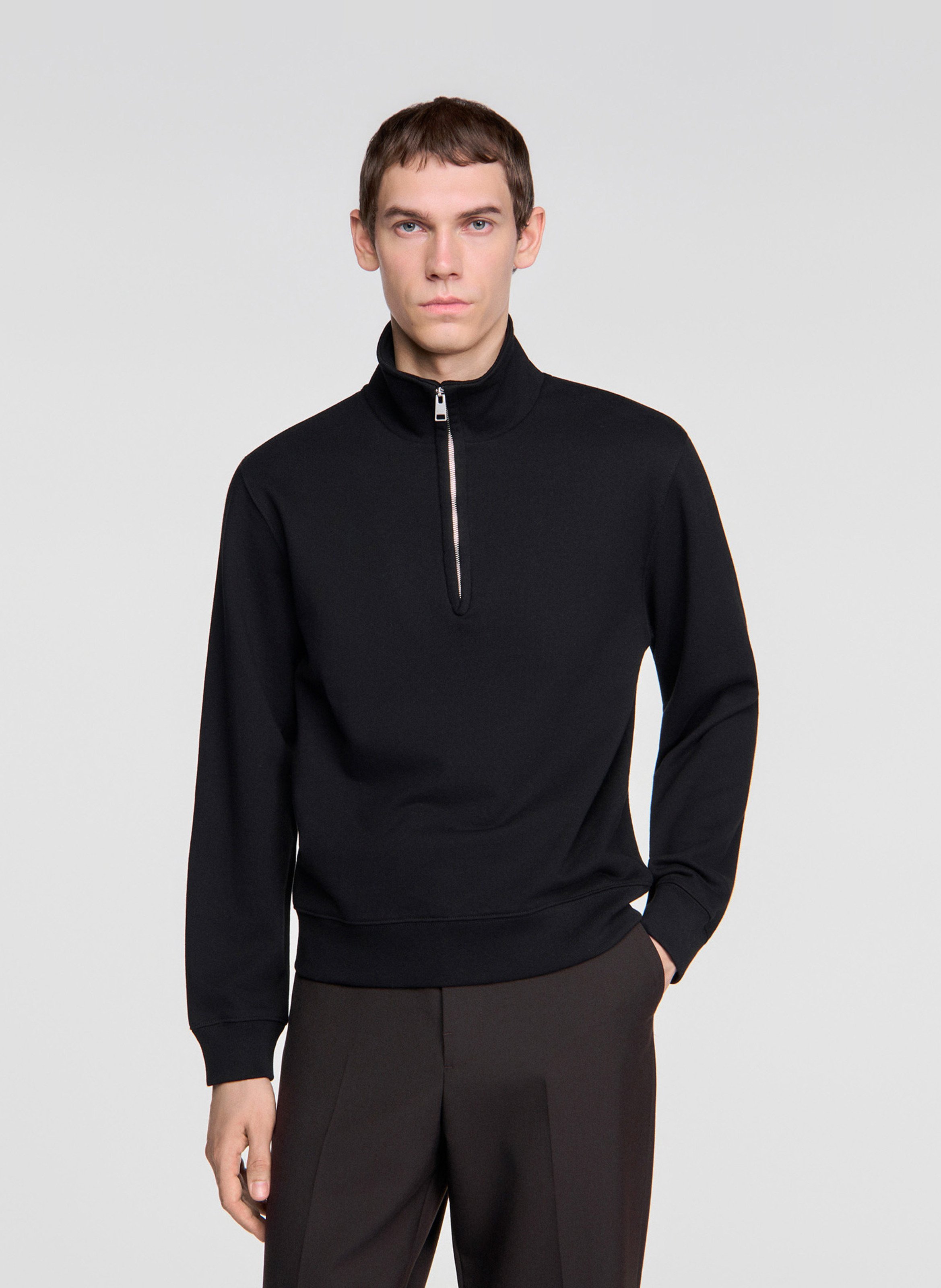 Troyer-Pullover aus Wollmix SANDRO Schwarz