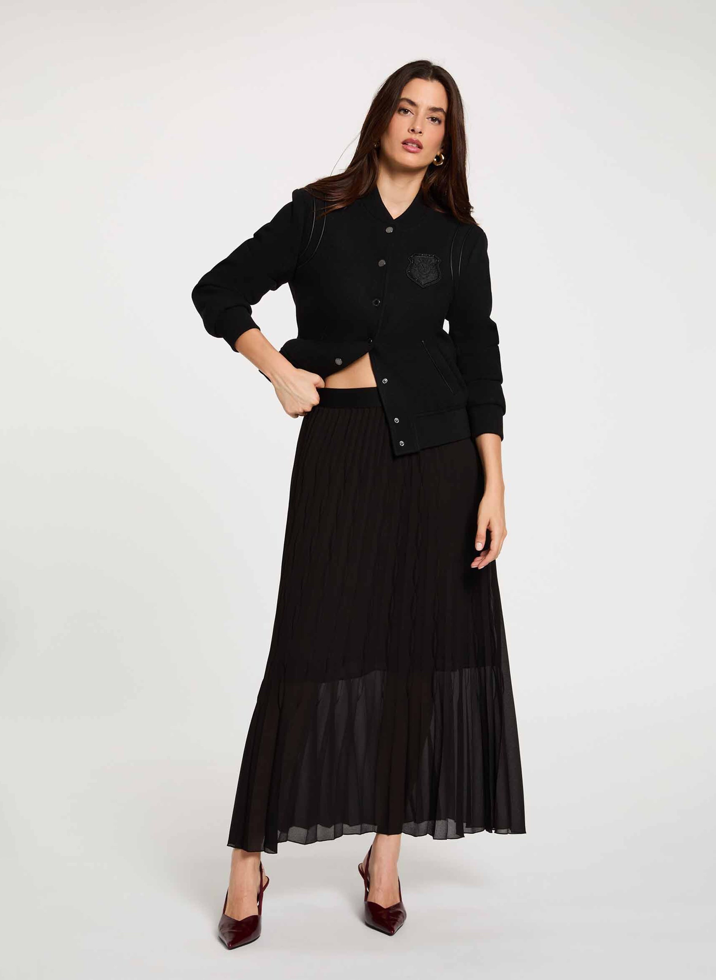 Blouson droit boutonné uni MORGAN Noir