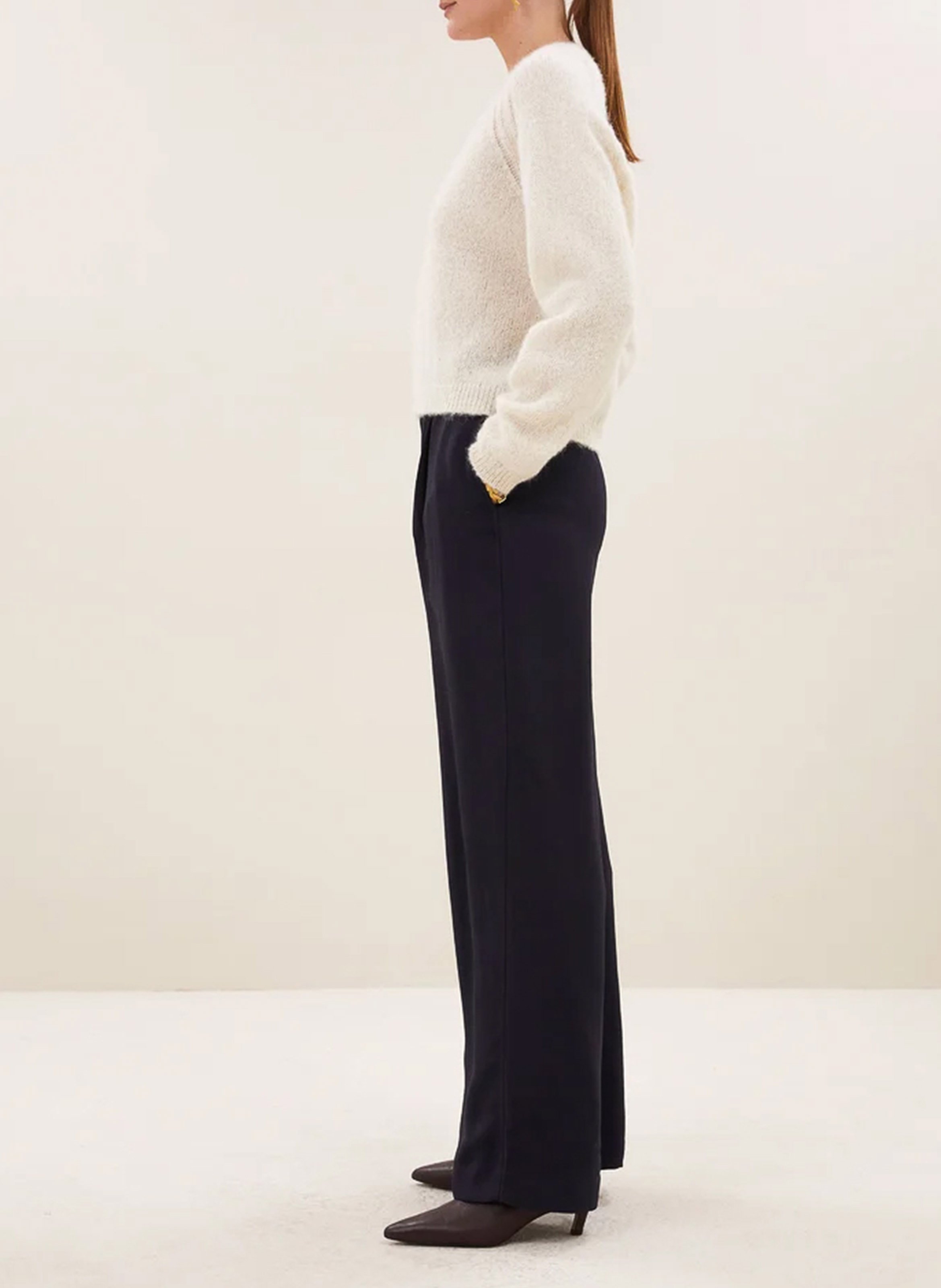 Pull oversize en laine mélangée BY BAR Blanc