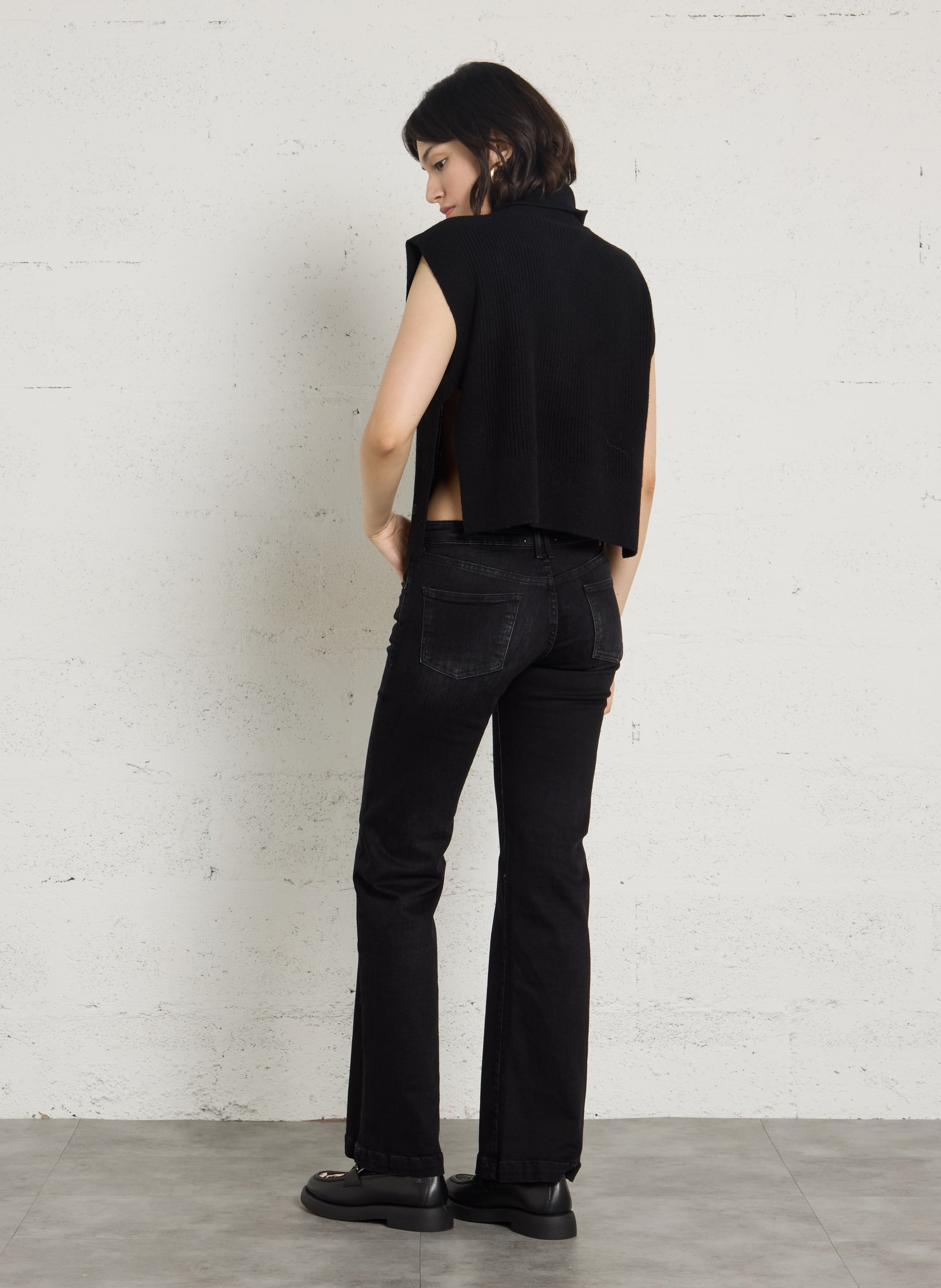 Gilet sans manches col montant en laine LIU JO Noir