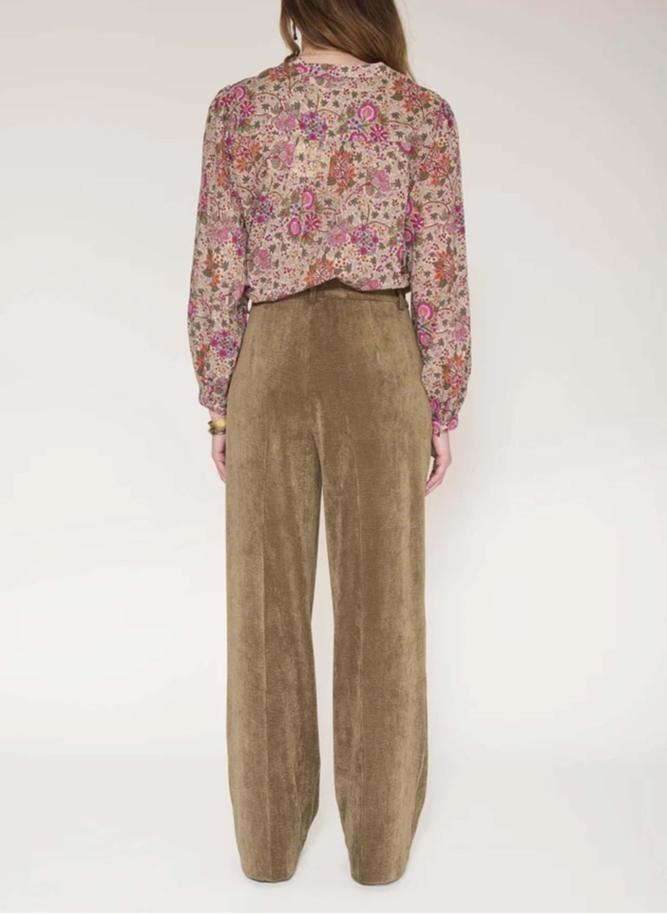 Pantalon droit en velours côtelé MKT Marron