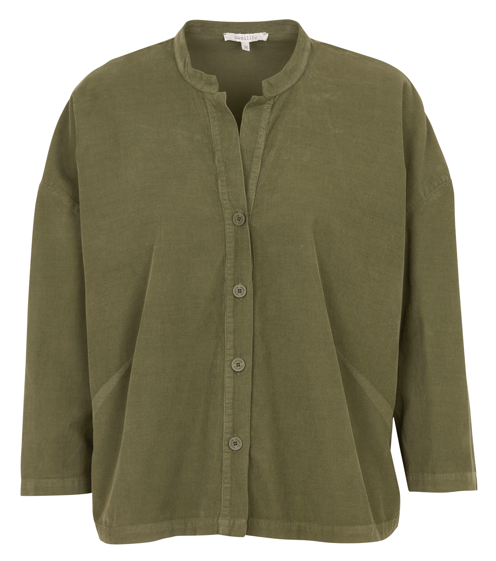 Chemise col tunisien en coton HUMILITY Vert
