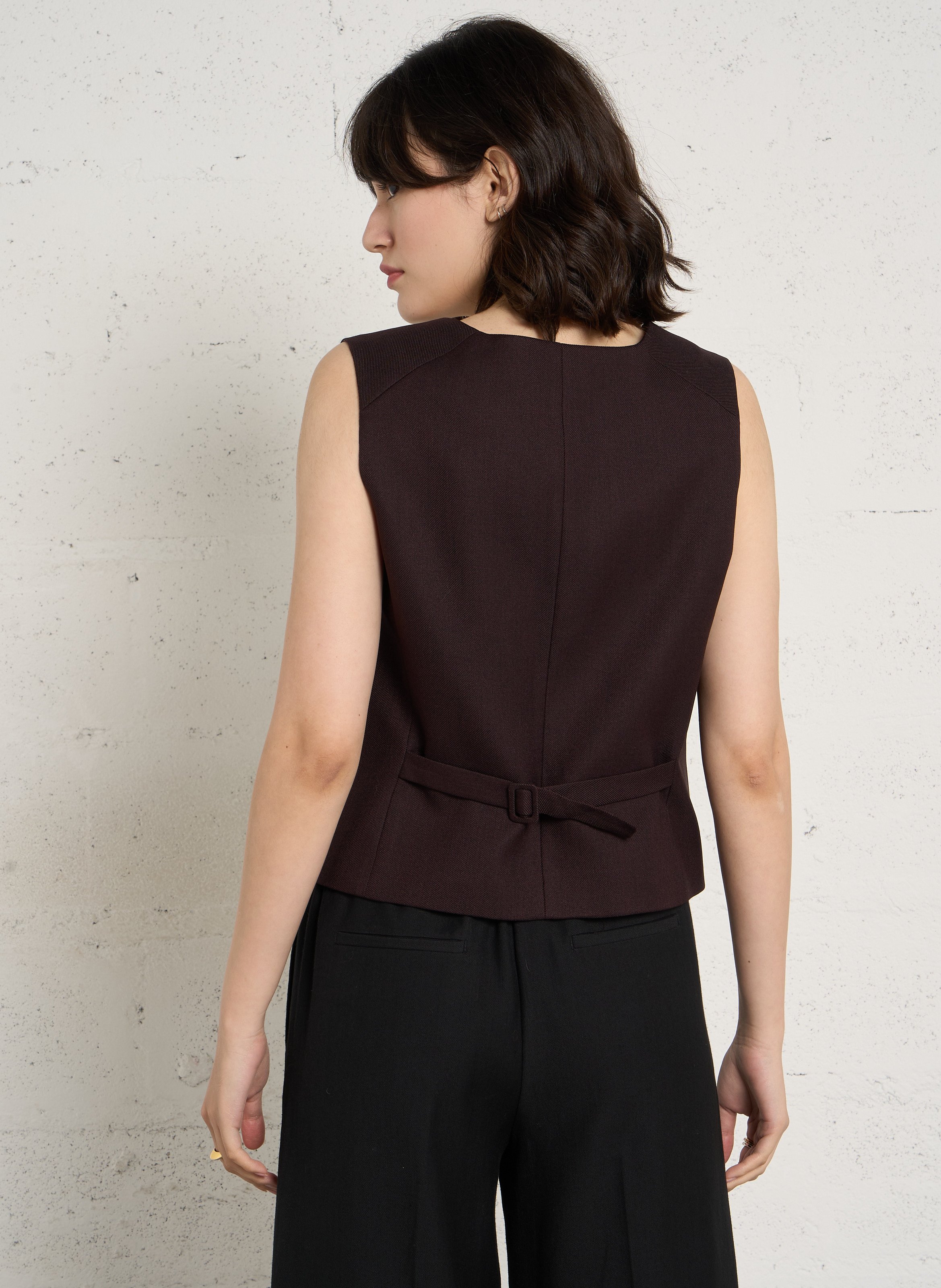 Straight buttoned sleeveless waistcoat MAISON 123 Purple