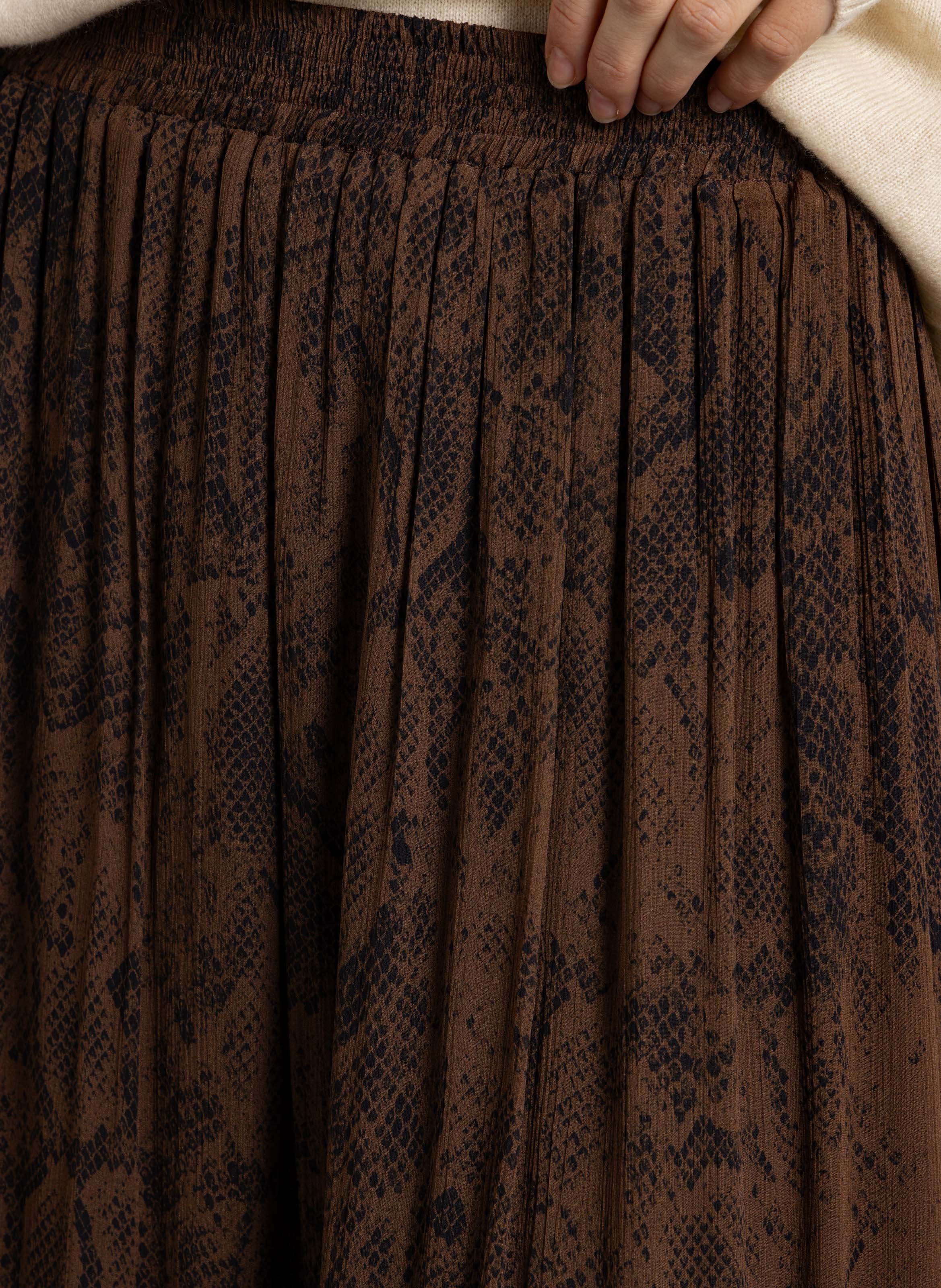 Python-print flared skirt BERENICE Brown