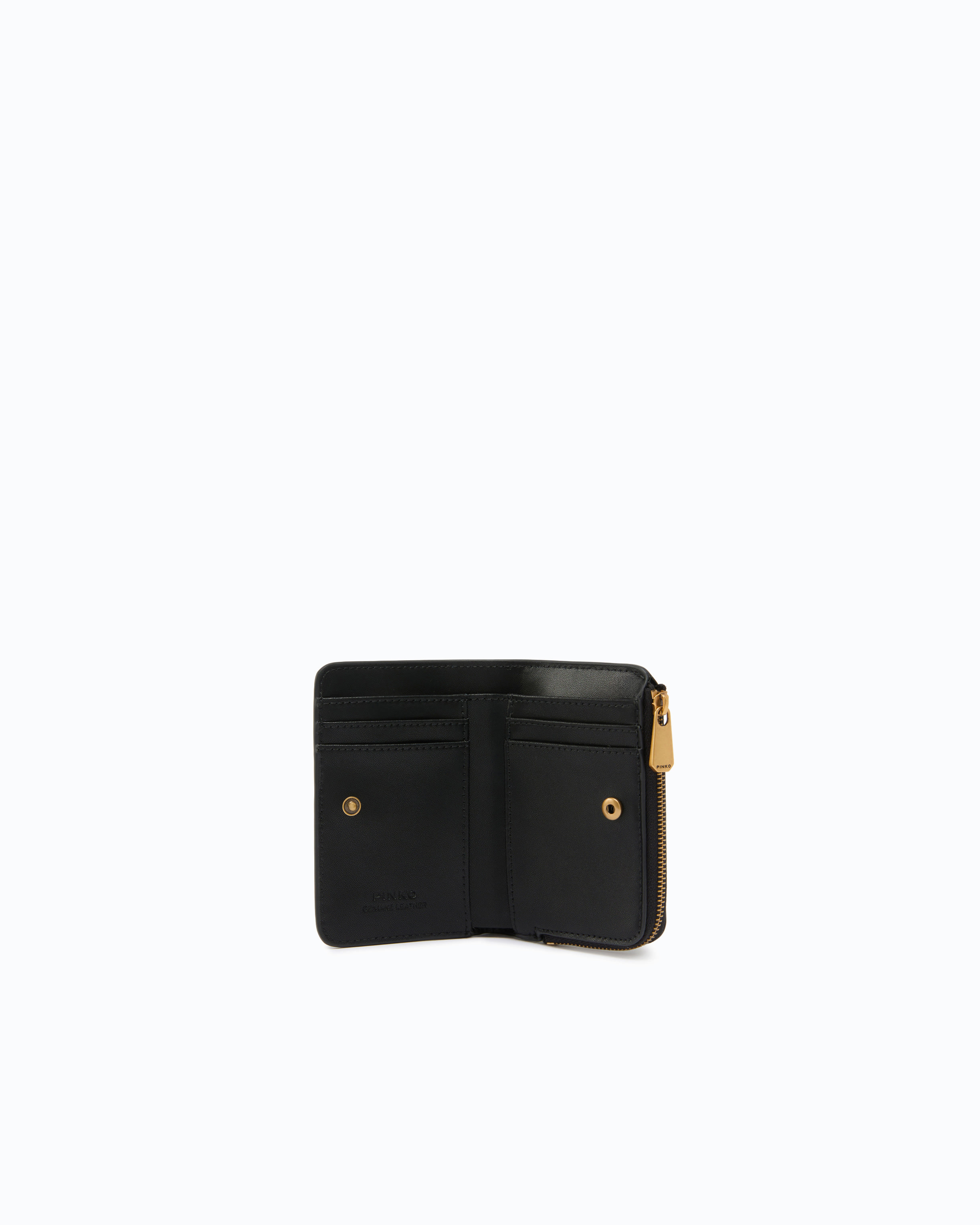 Mini leather wallet with Love Birds | Black PINKO Women