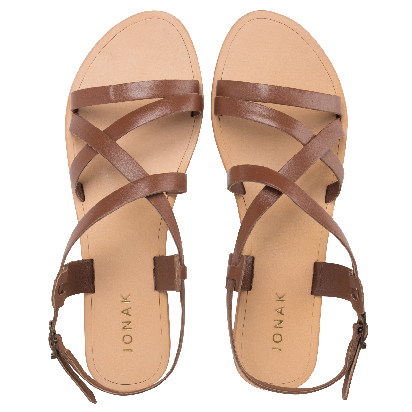 Kalfsleren sandalen met gekruiste bandjes JONAK Bruin