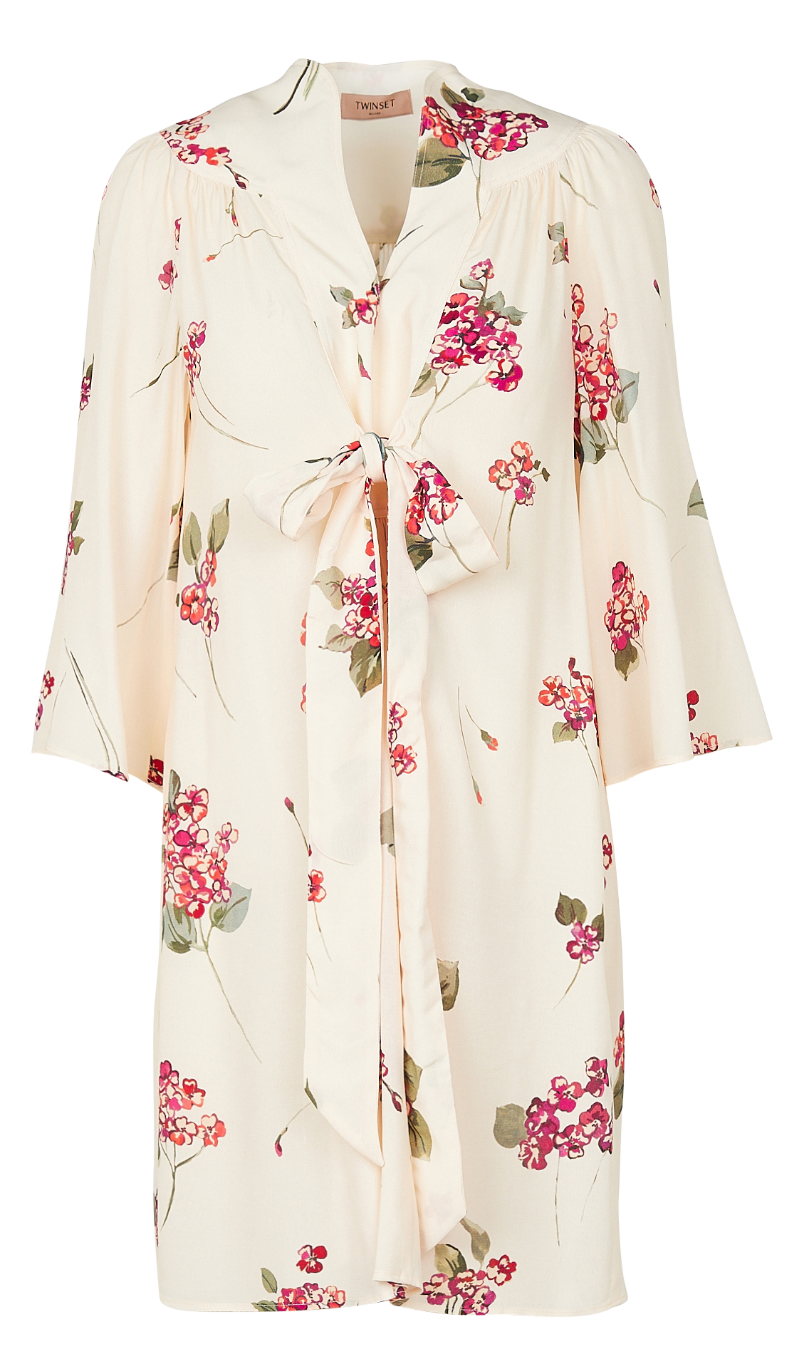 Short printed V-neck dress TWINSET Black