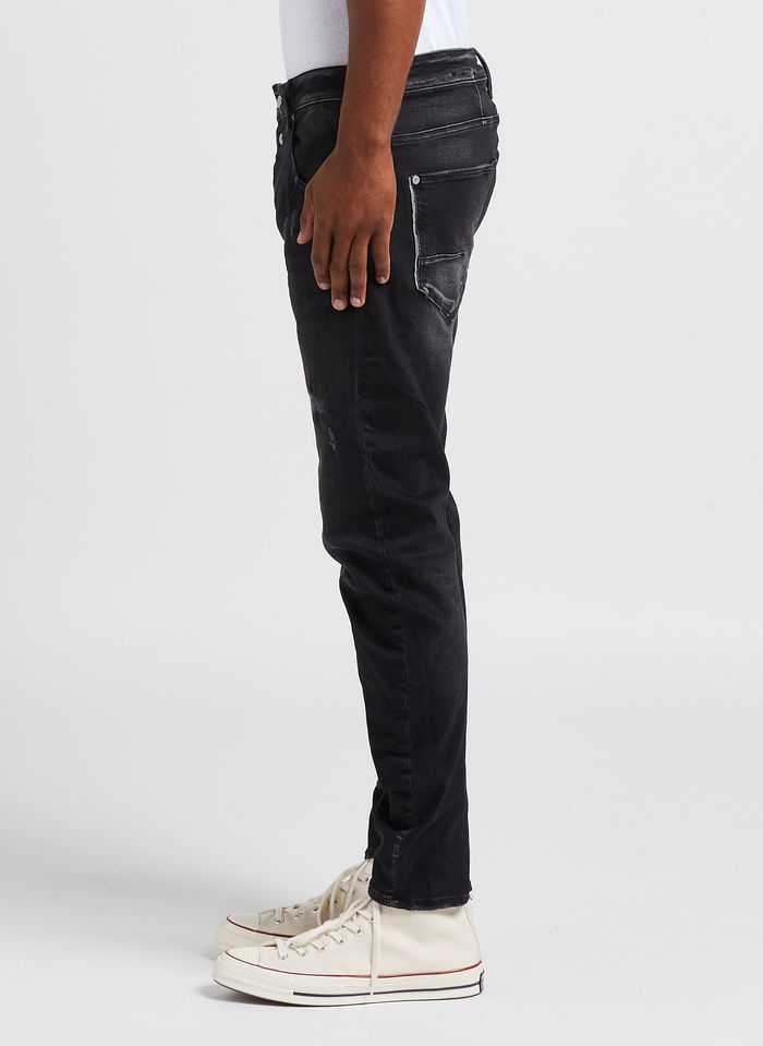 Black jean slim cut in cotton and polyester - Denim model - FAGUO
