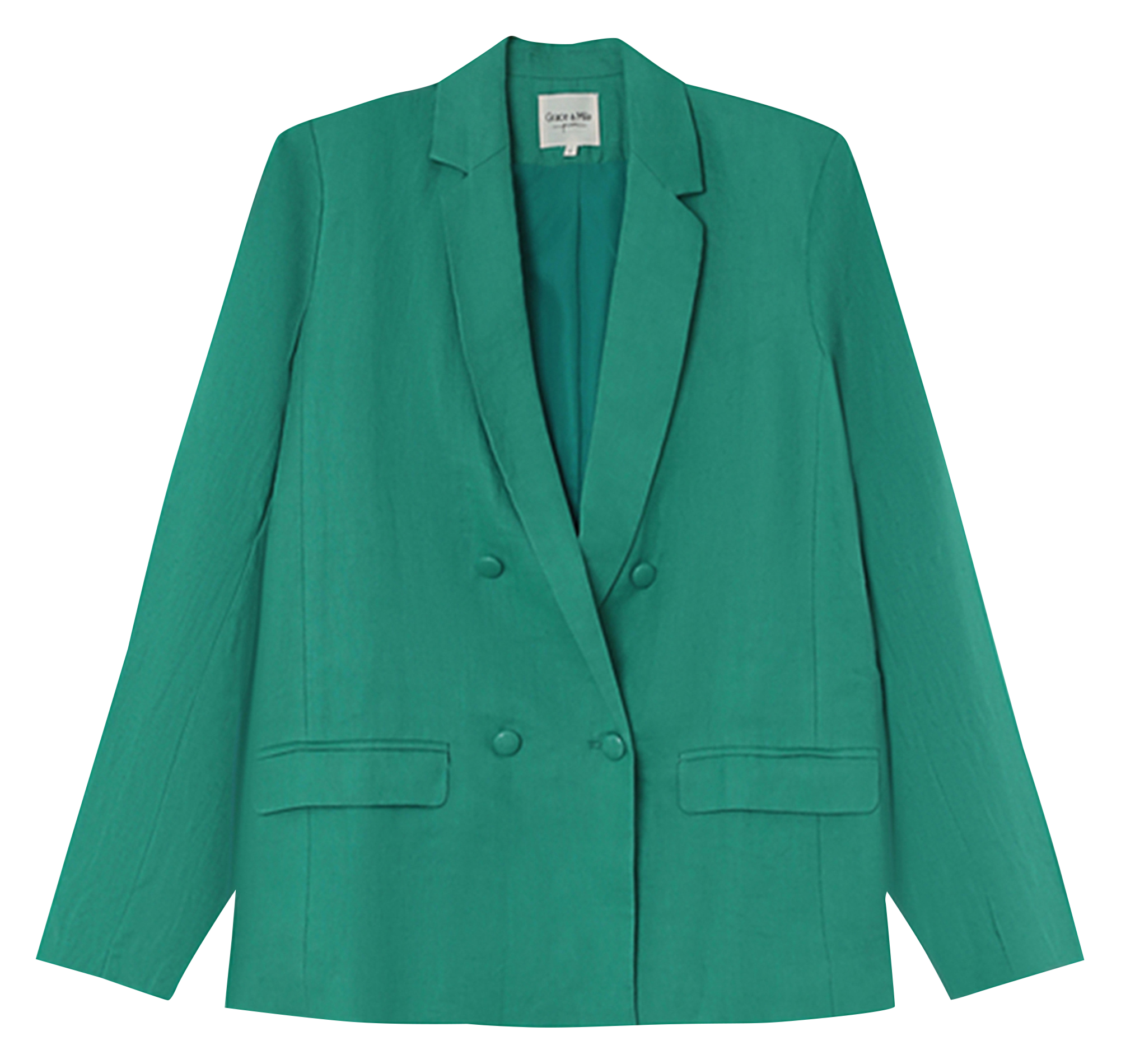 Blazer à double croisure en lin Vert