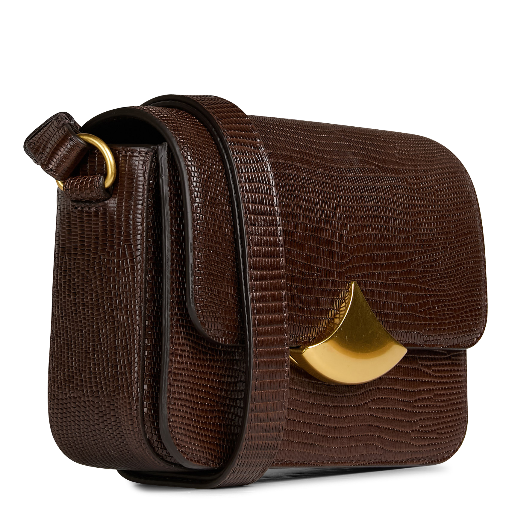 Sac bandoulière en cuir effet crocodile SESSUN Marron