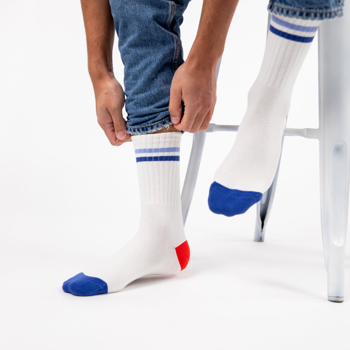 Combed Cotton Retro Socks White