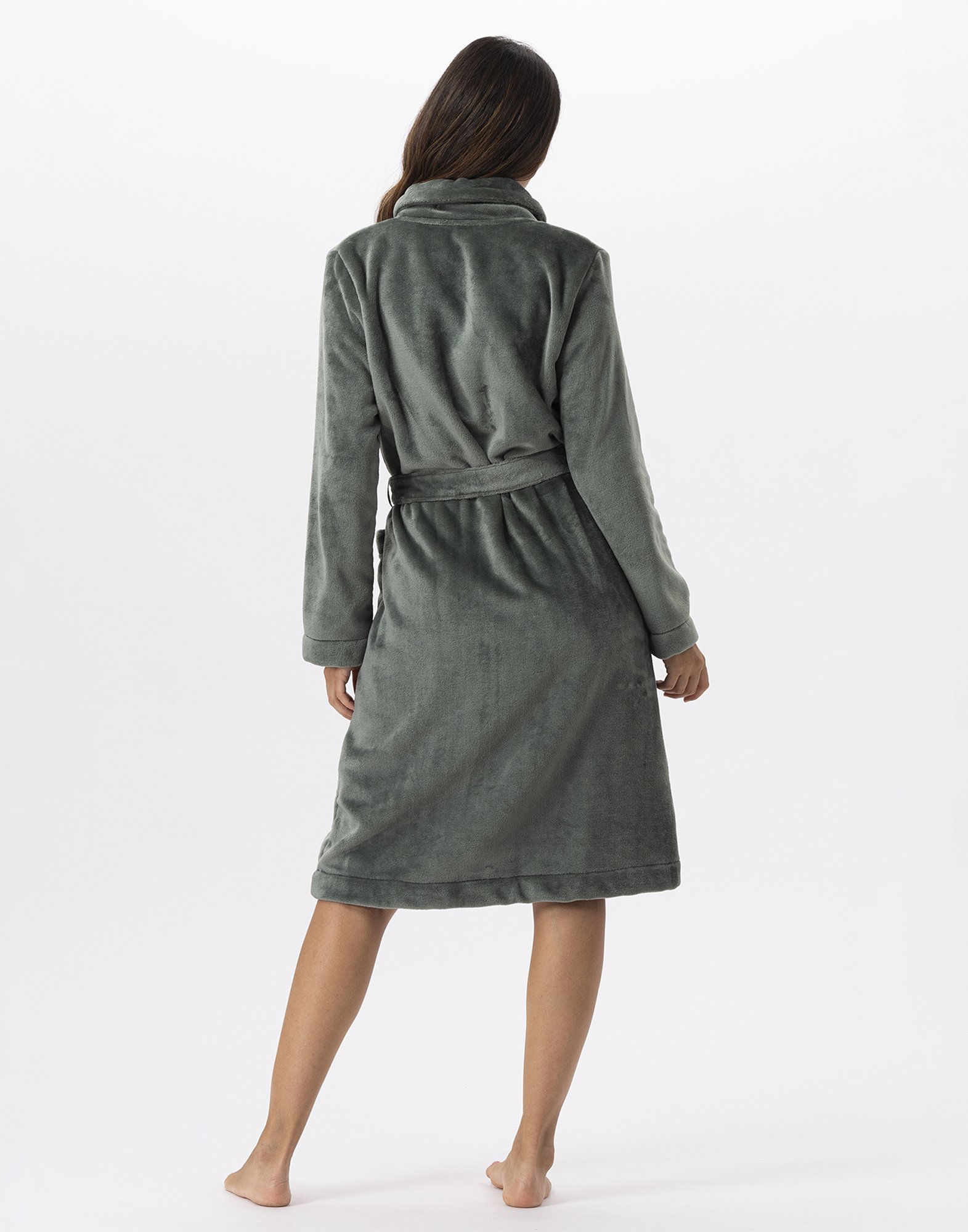 Plush flannel robe LE CHAT Green