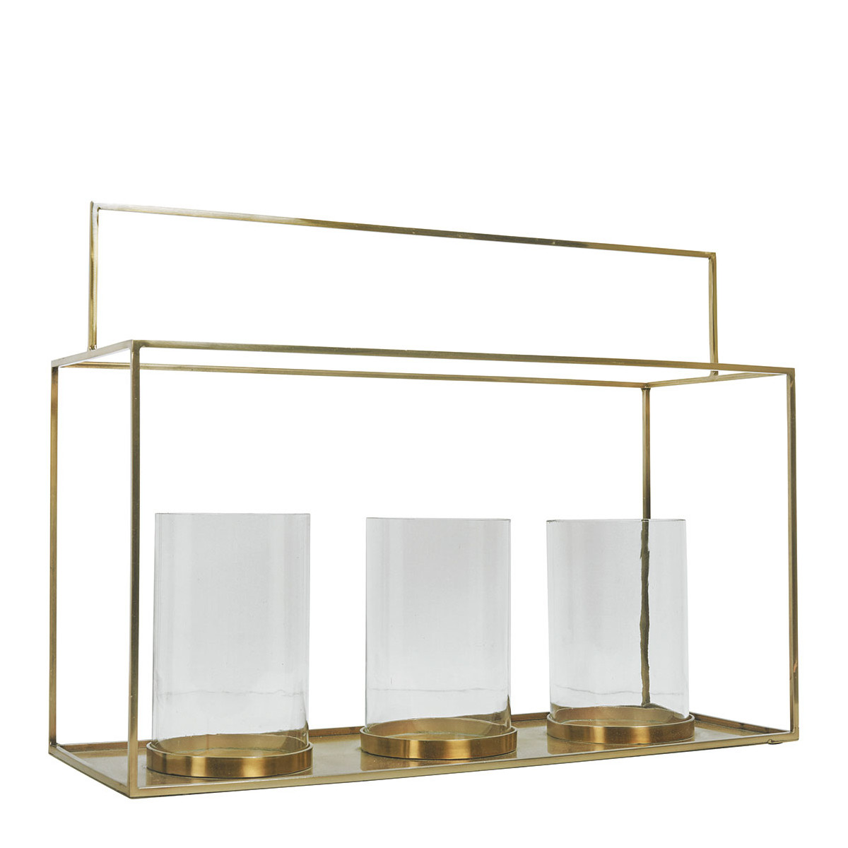 Hector 3-glass lantern in brass finish metal BLANC D'IVOIRE Golden