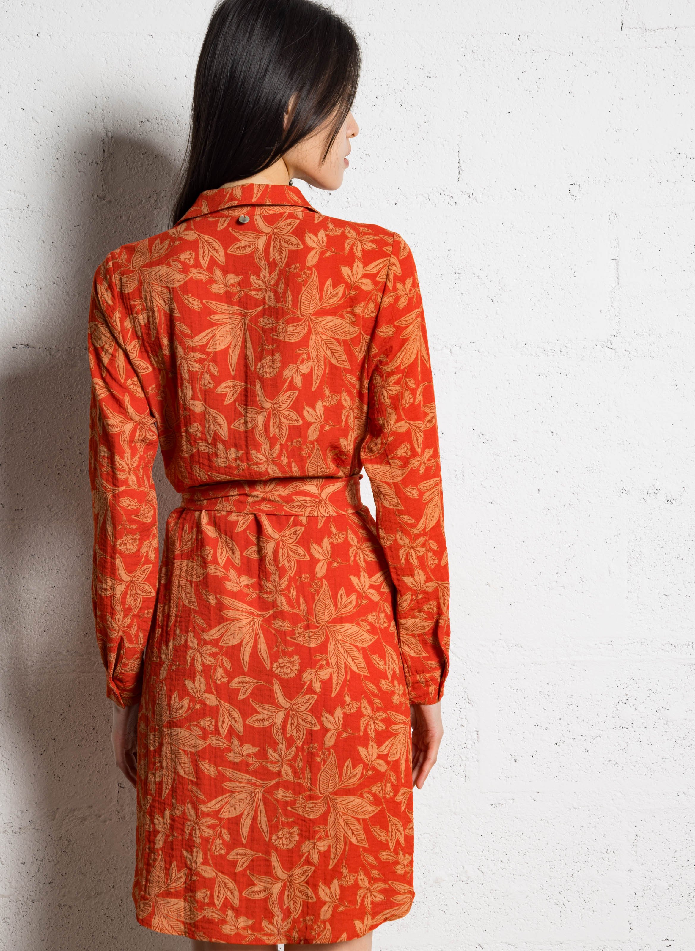 Robe midi imprimée ONE STEP Orange