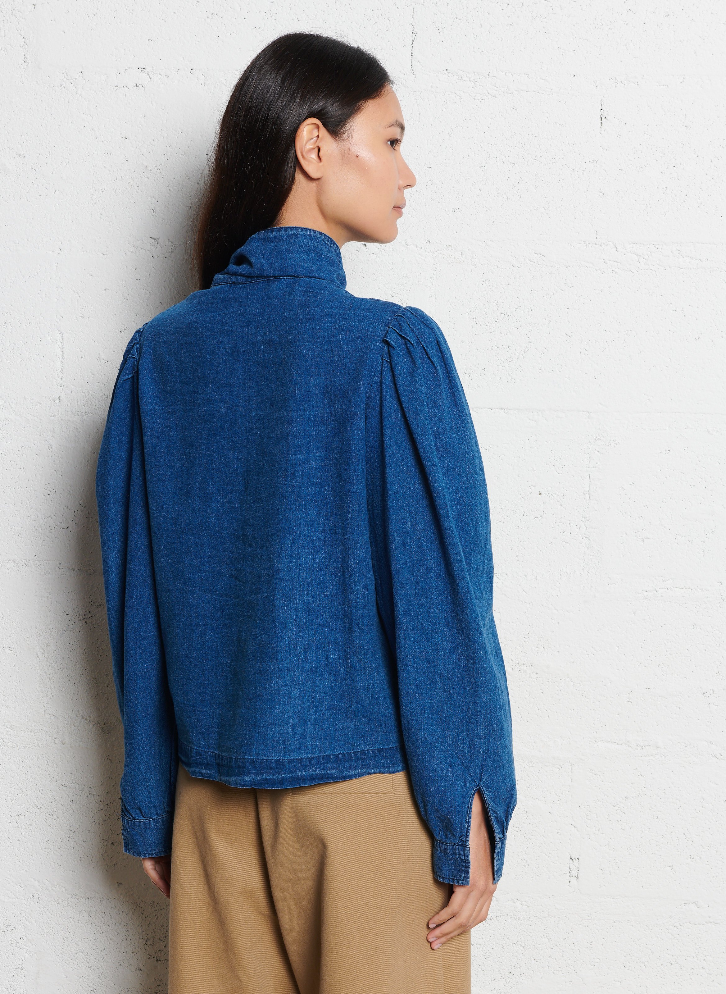 Recht overhemd van linnenmix SUZIE WINKLE Blauw