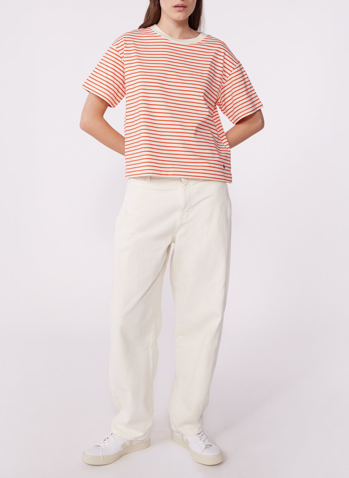 Long-sleeved round-neck cotton T-shirt PETIT BATEAU Red