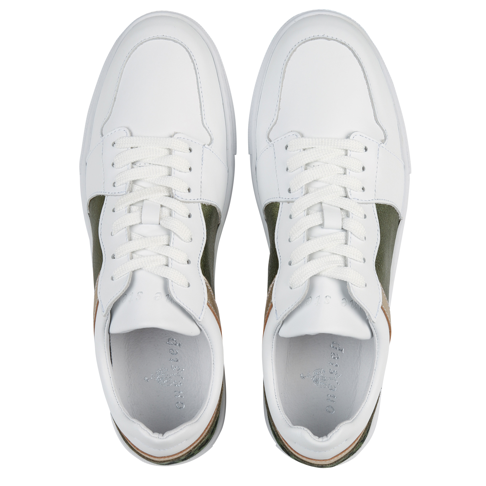 Baskets basses avec empiècements en cuir ONE STEP Kaki