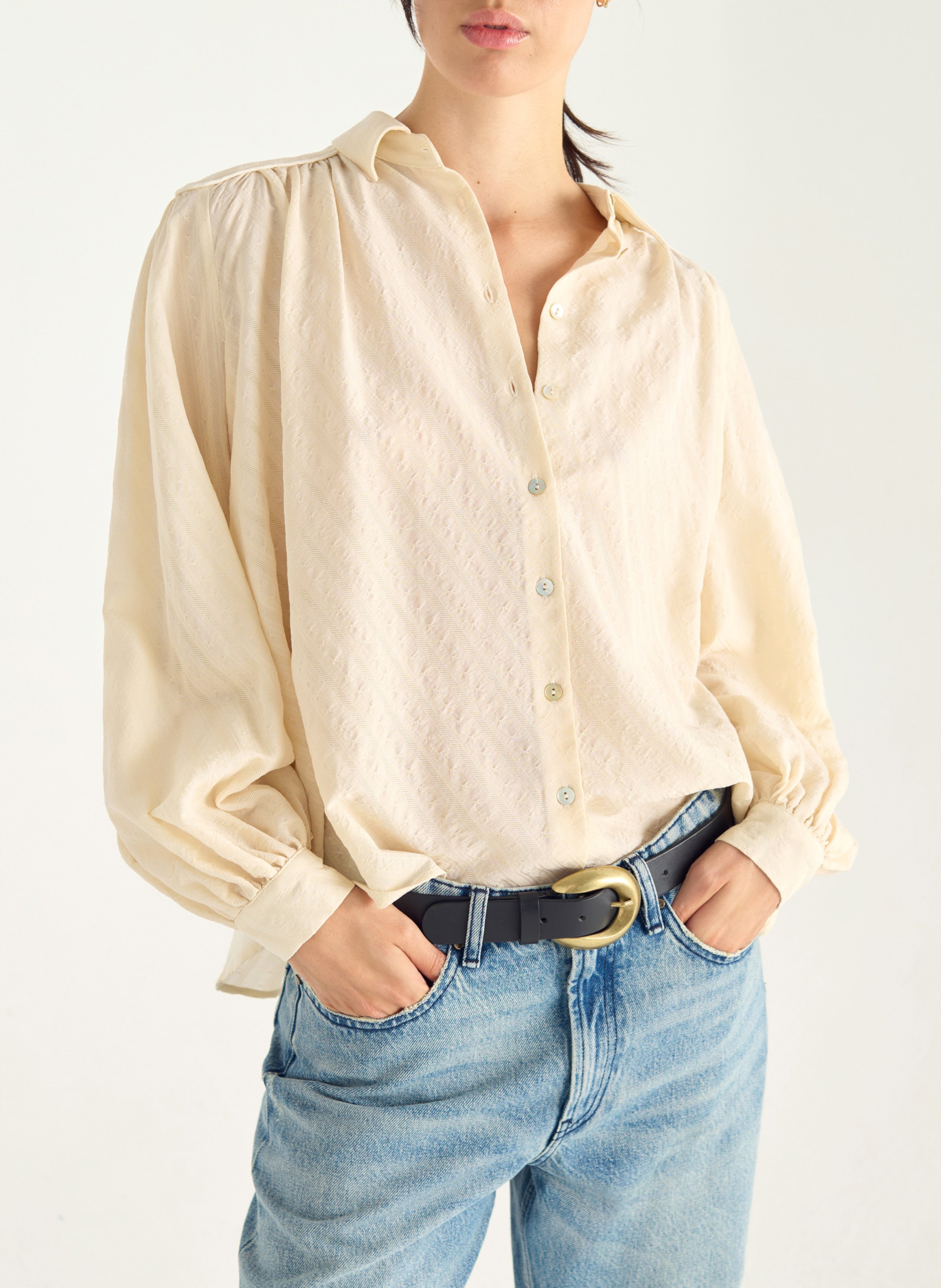Shirt with classic collar in cotton COTELAC White