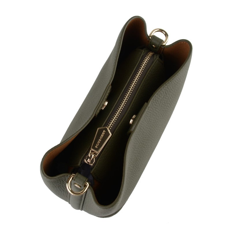 Satchel - cowhide leather POURCHET Khaki