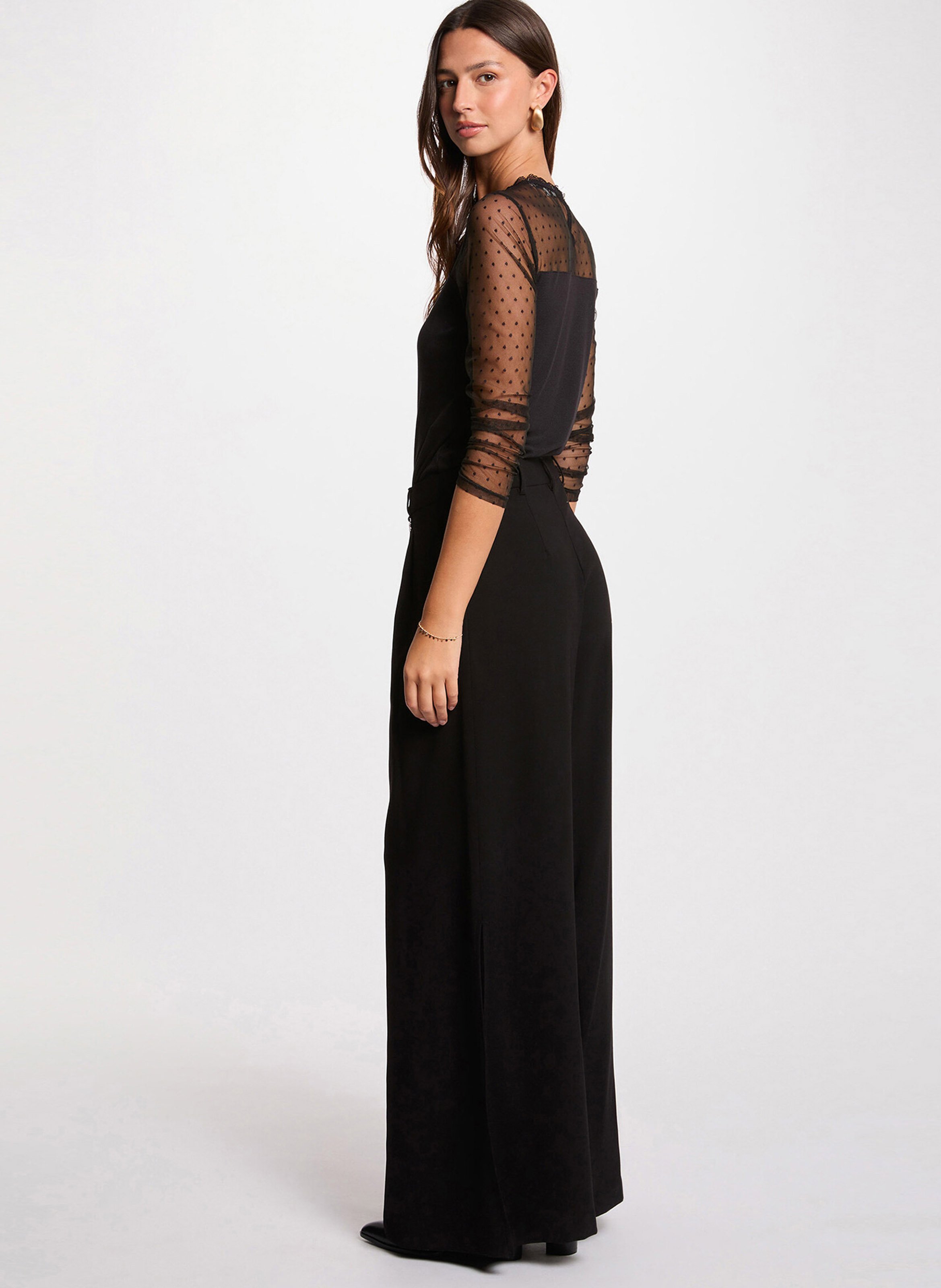 Fitted lace top MORGAN Black