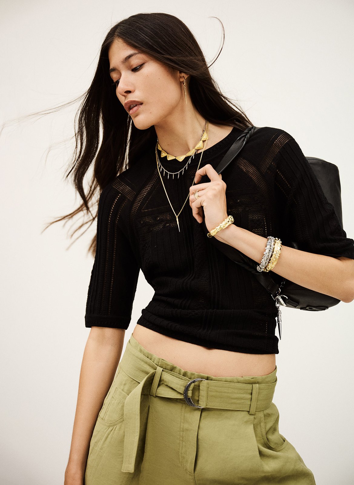 Round-neck wool-blend sweater BA&amp;SH Black