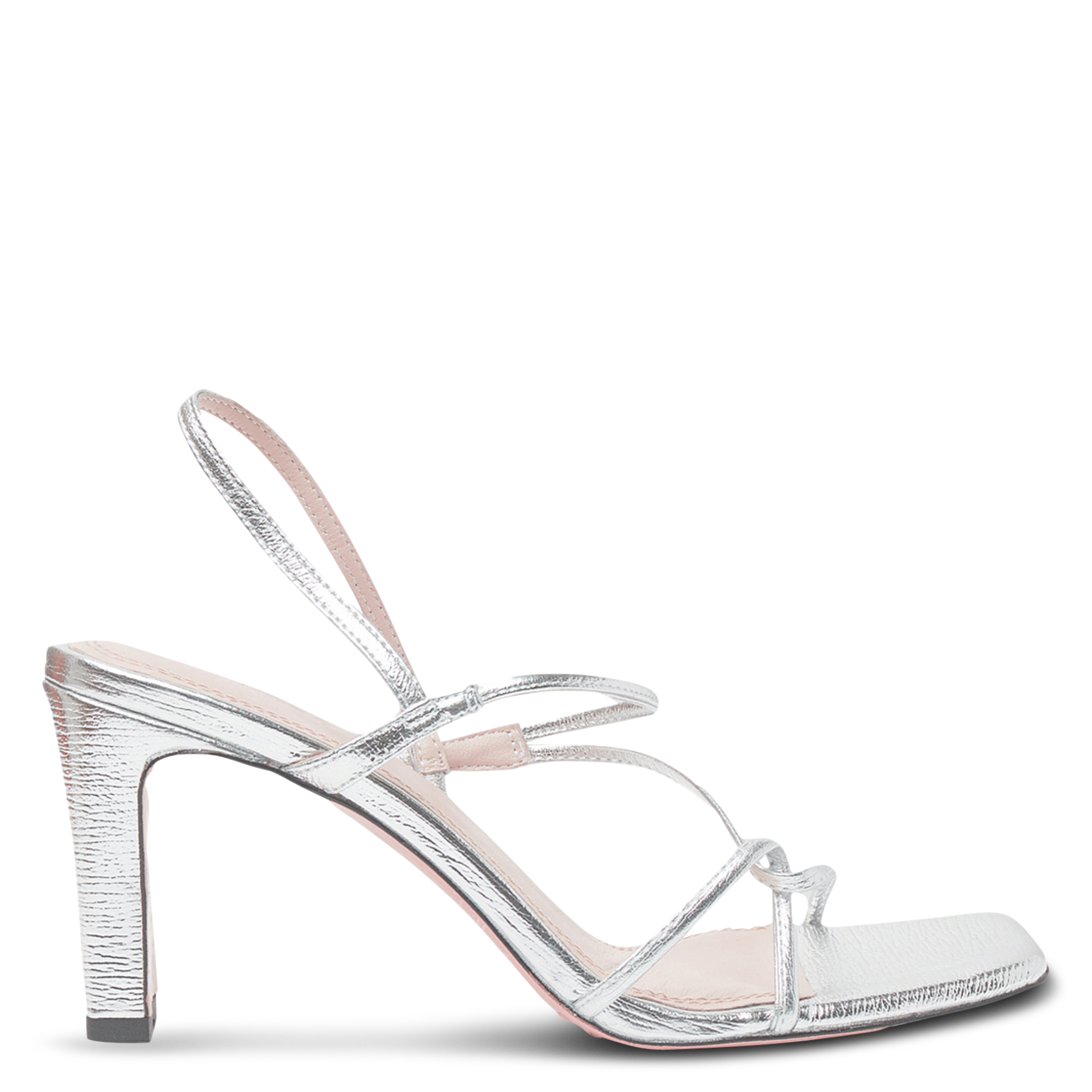 Sandales à talons en cuir métallisé SANDRO Argent
