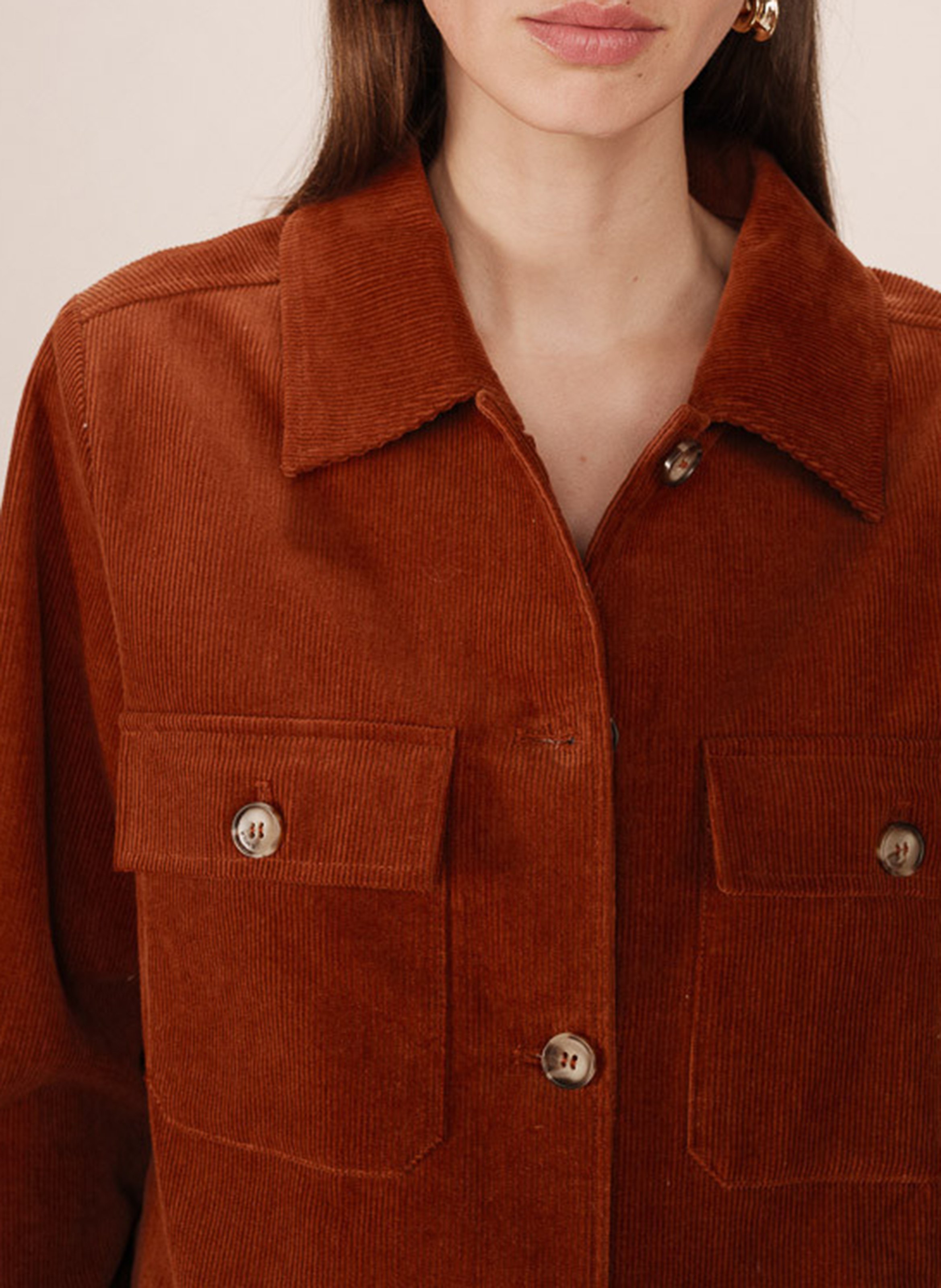 Chemise col classique manches contrastantes en coton GRACE ET MILA Orange