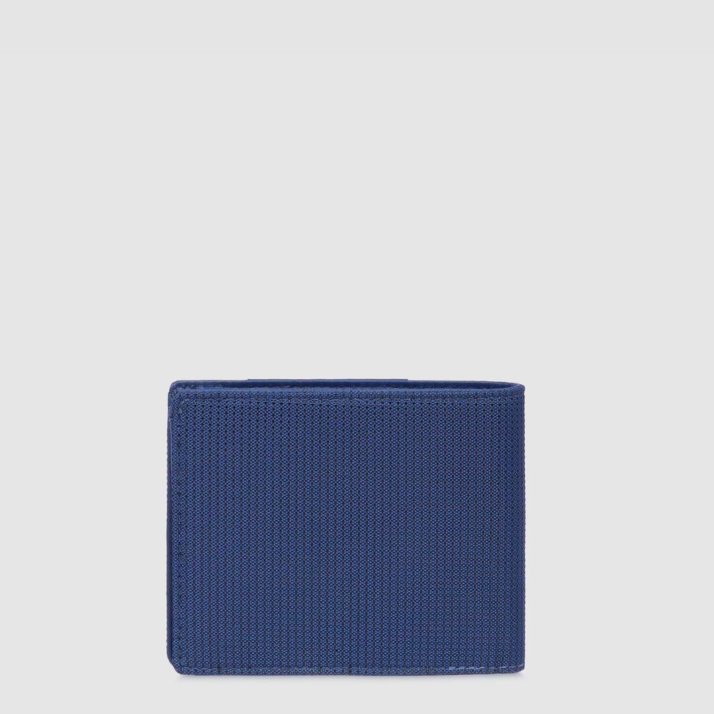 Men's wallet with coin pocket, credit card slots, removable flap, and RFID protection PIQUADRO Blue