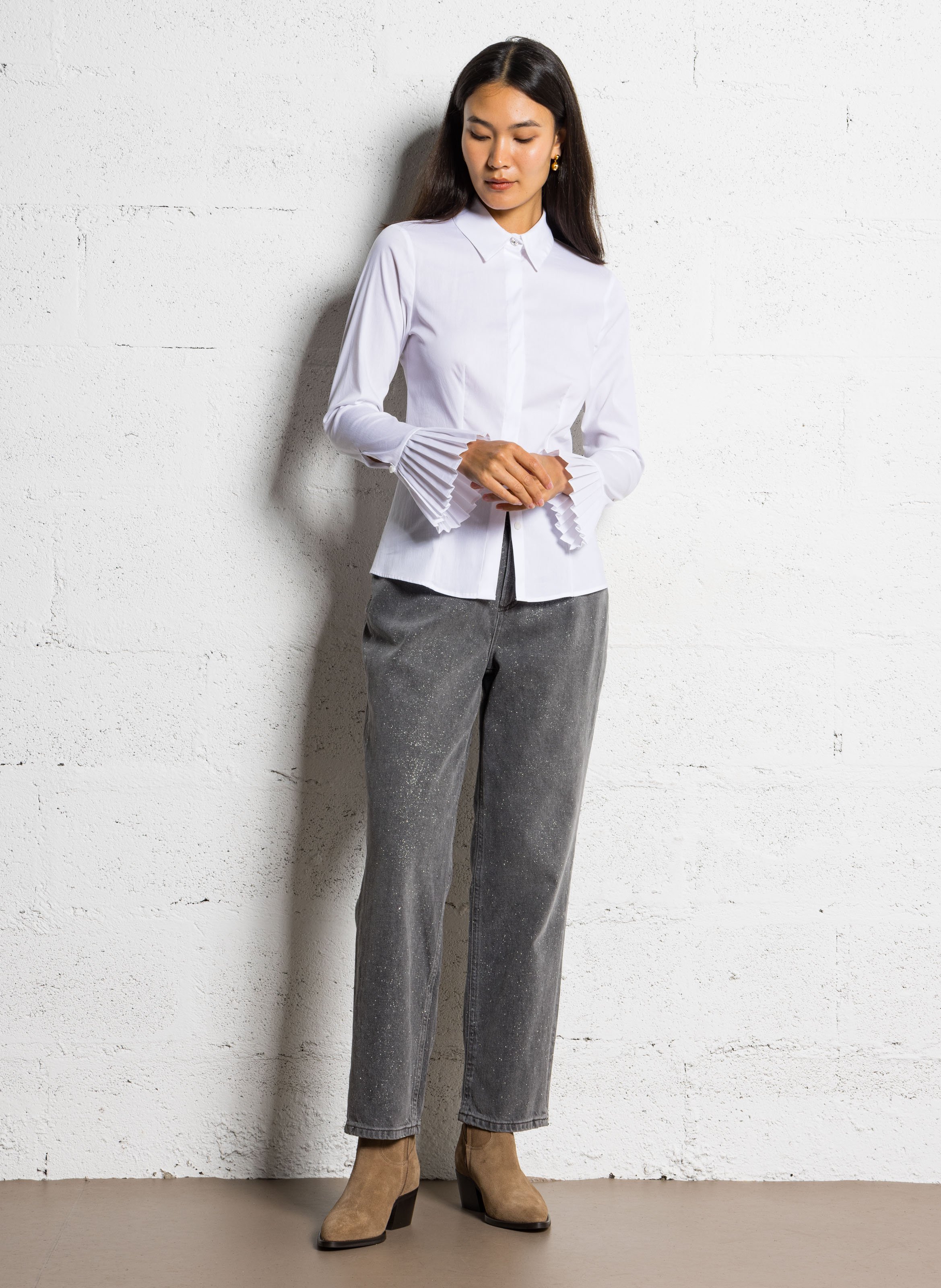 Bluse aus Baumwoll-Mix mit klassischem Kragen LIU JO Weiss