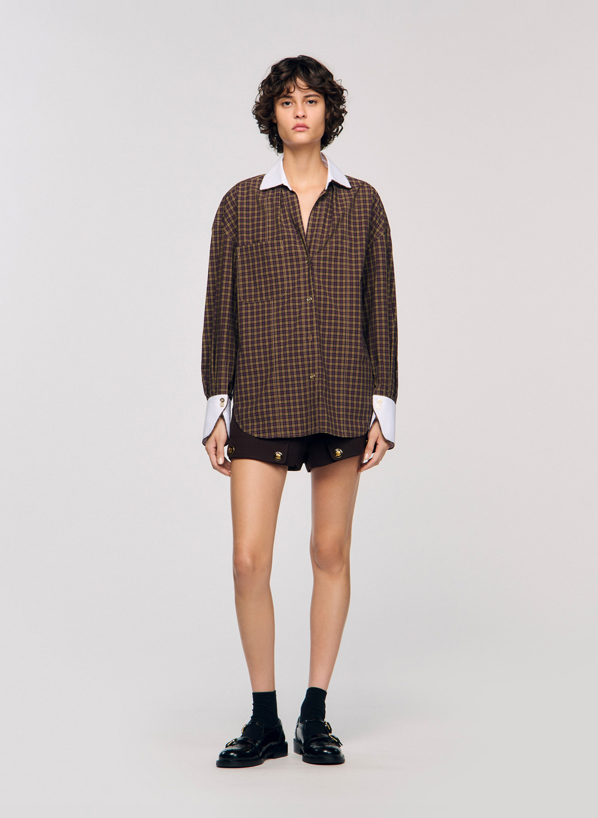 Checked shirt with classic collar SANDRO Red