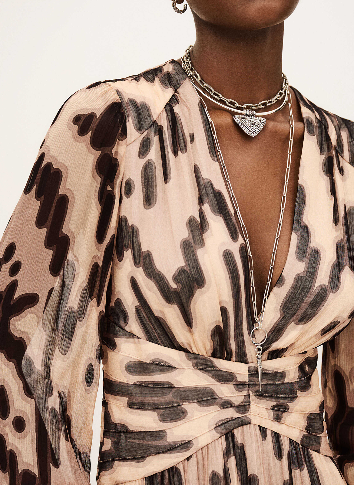 Robe midi imprimée décolleté v BA&SH Rose