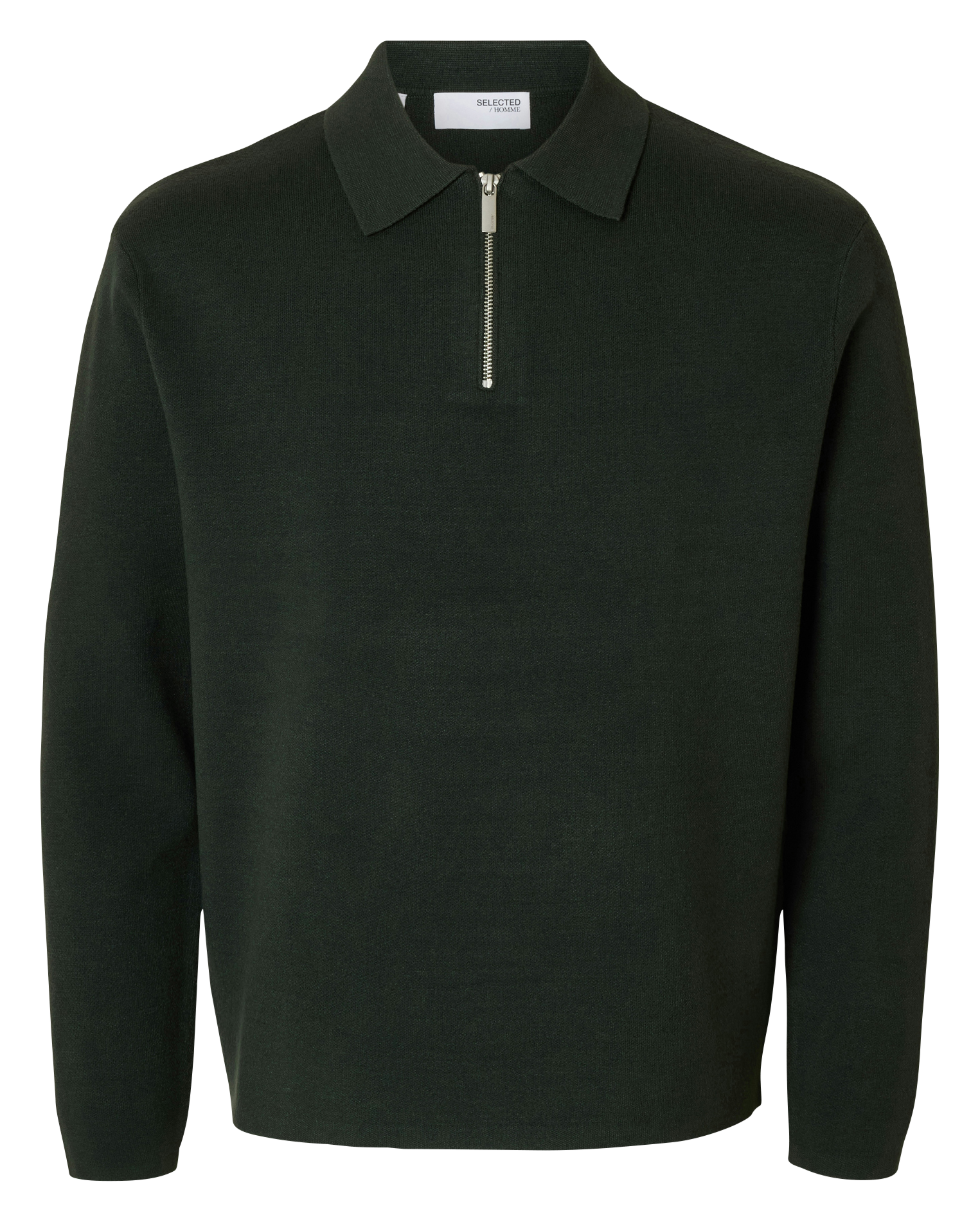 Sweat droit uni à demi zip SELECTED Vert