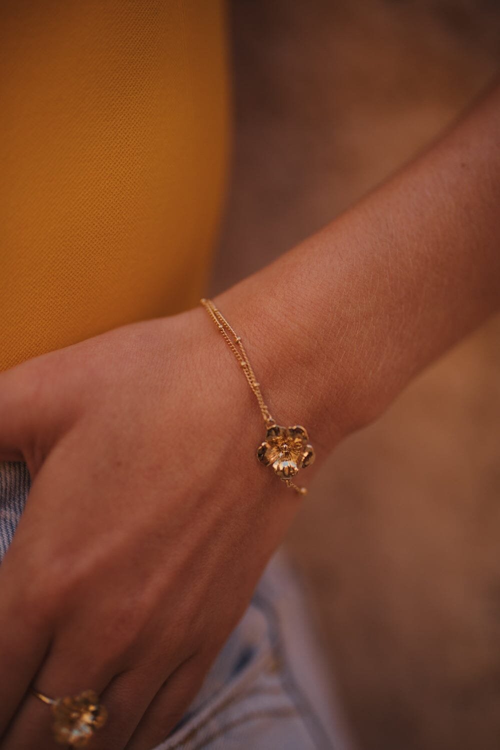 HESPÉRIS - Silver-plated flower bracelet MONSIEUR SIMONE Golden