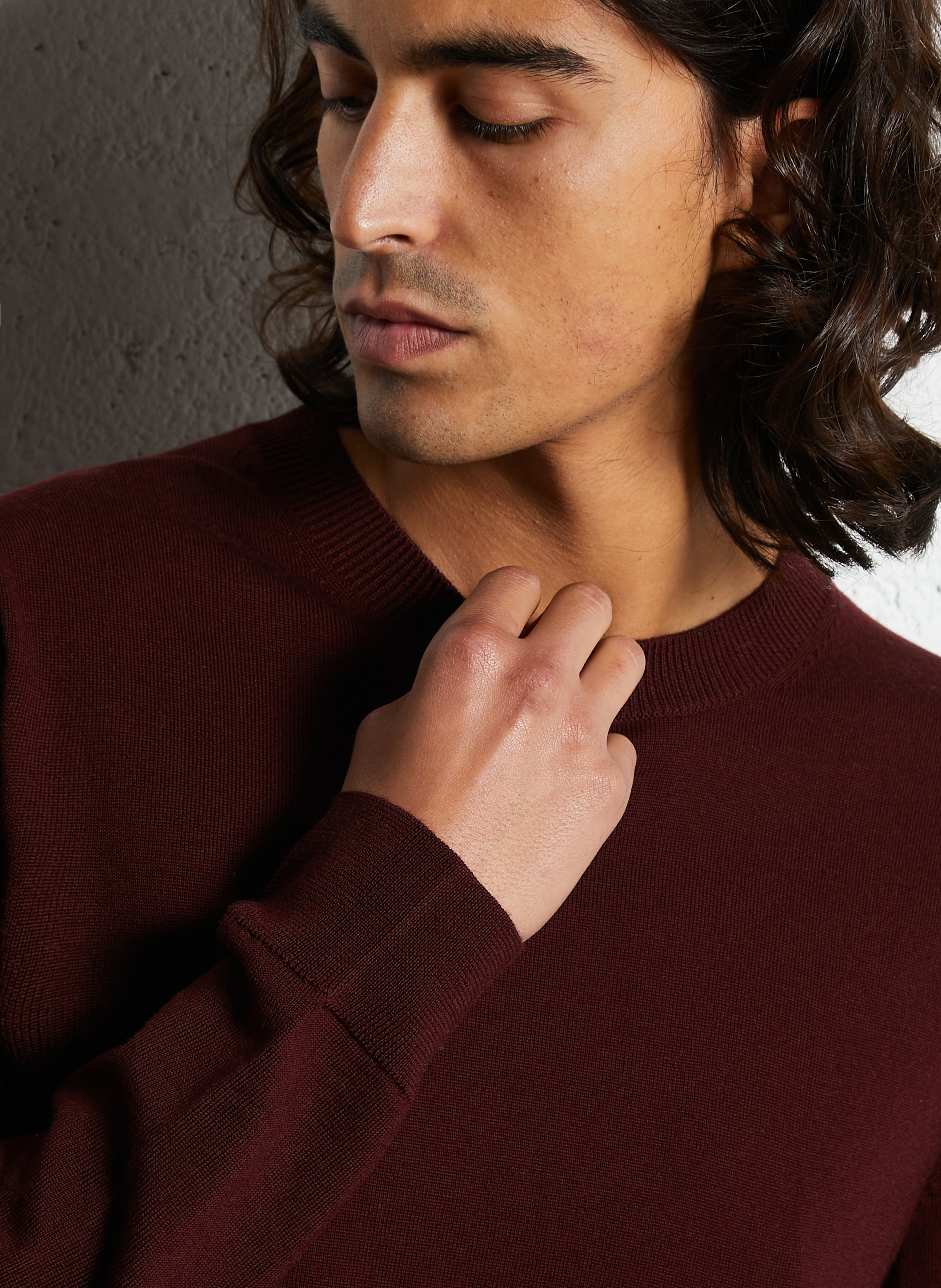 Straight round-neck merino wool sweater AU PRINTEMPS PARIS Purple