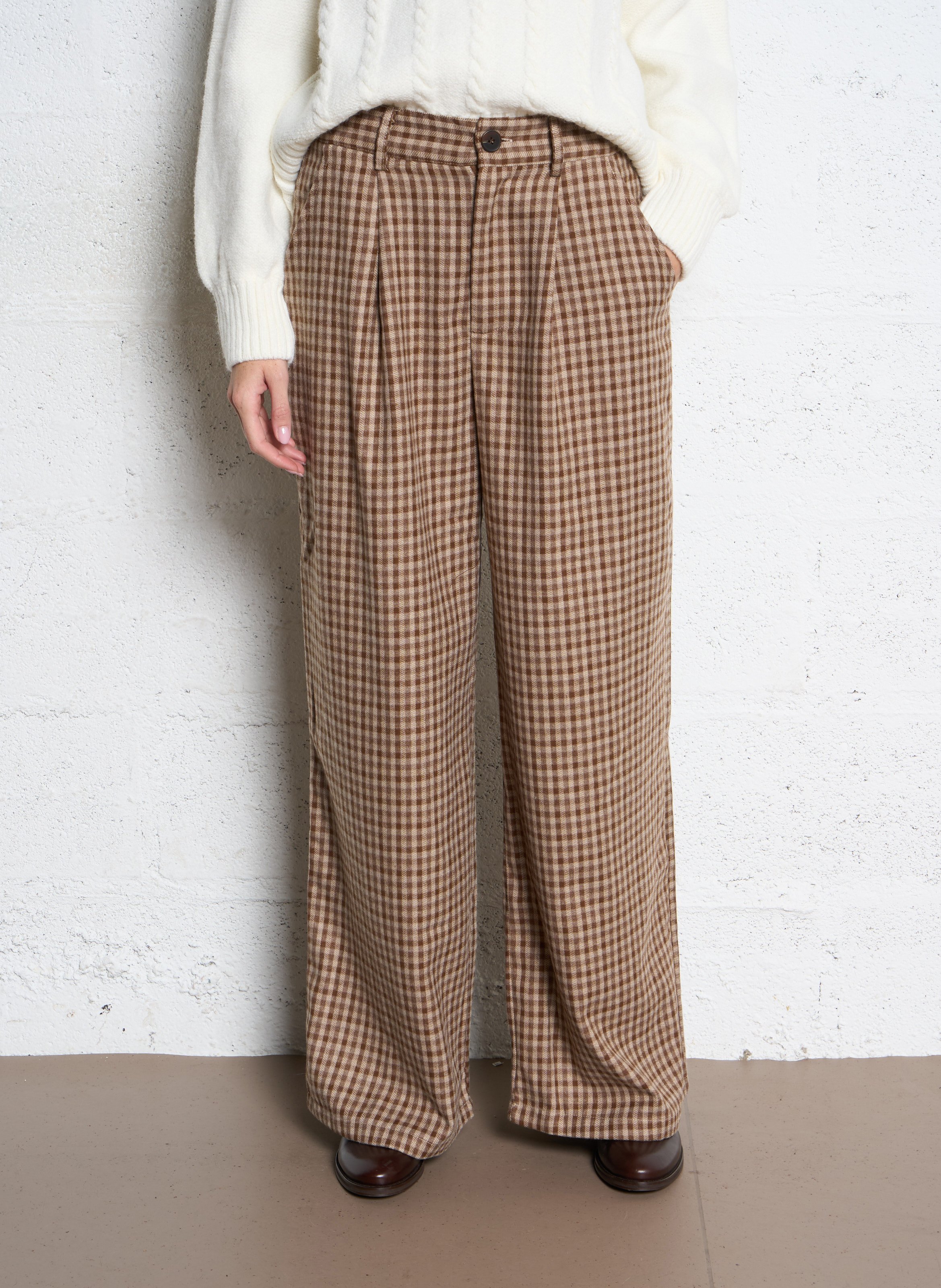 Gerade geschnittene Karohose THE KORNER Braun