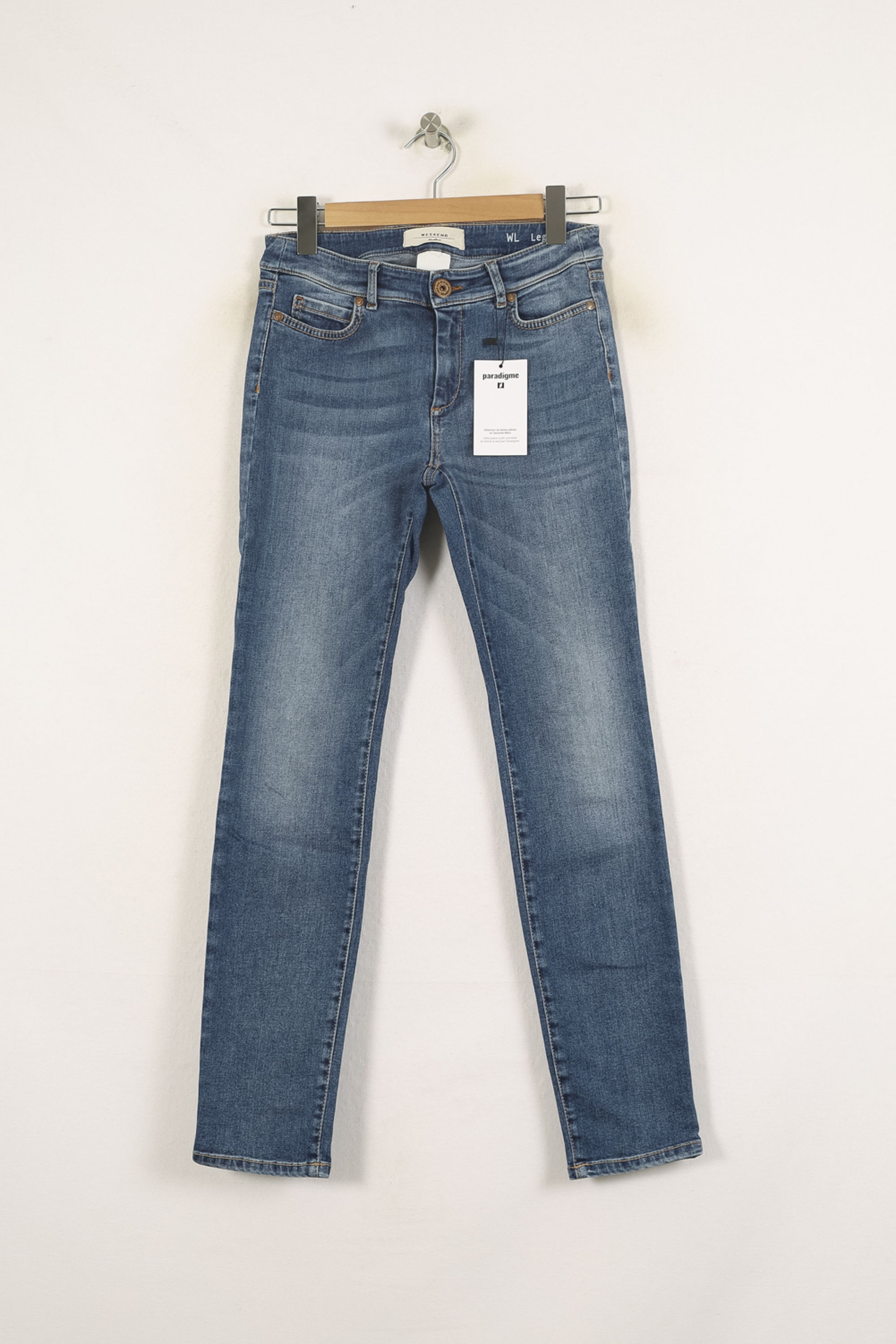 Cropped slim jeans with studs Blue