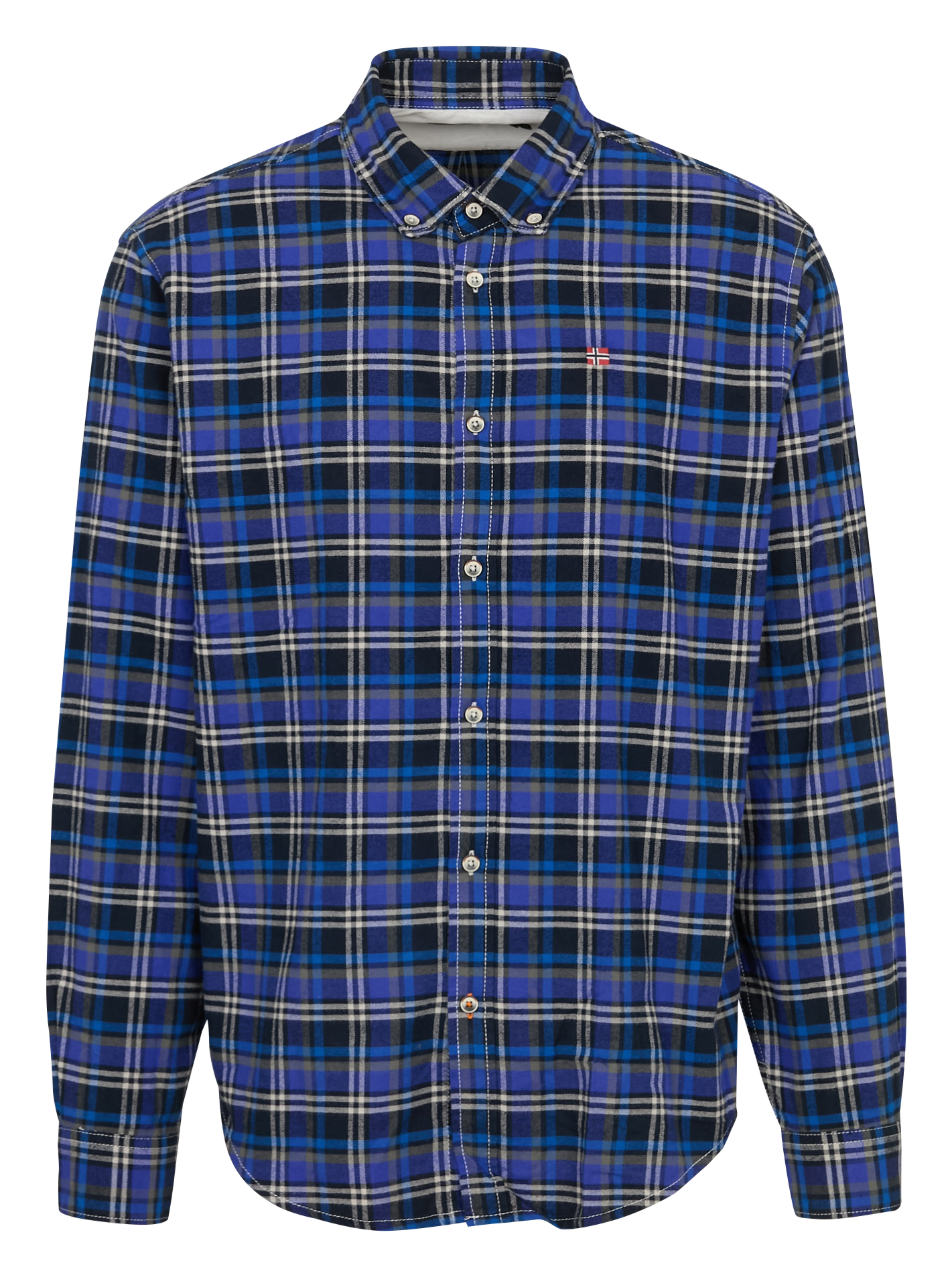 Chemise droite col américain à carreaux en coton NAPAPIJRI Bleu