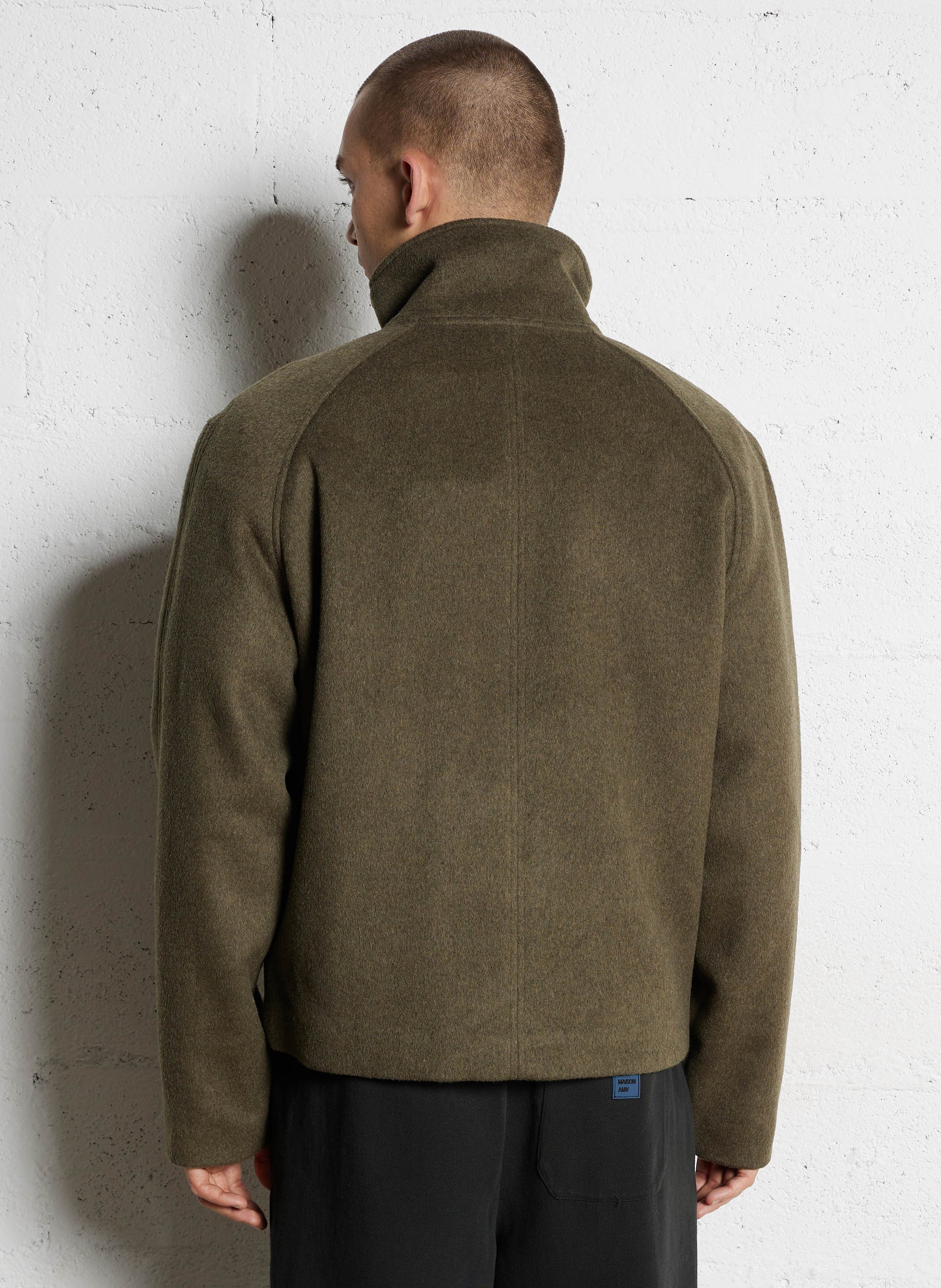 Manteau court uni en laine mélangée MINIMUM Kaki